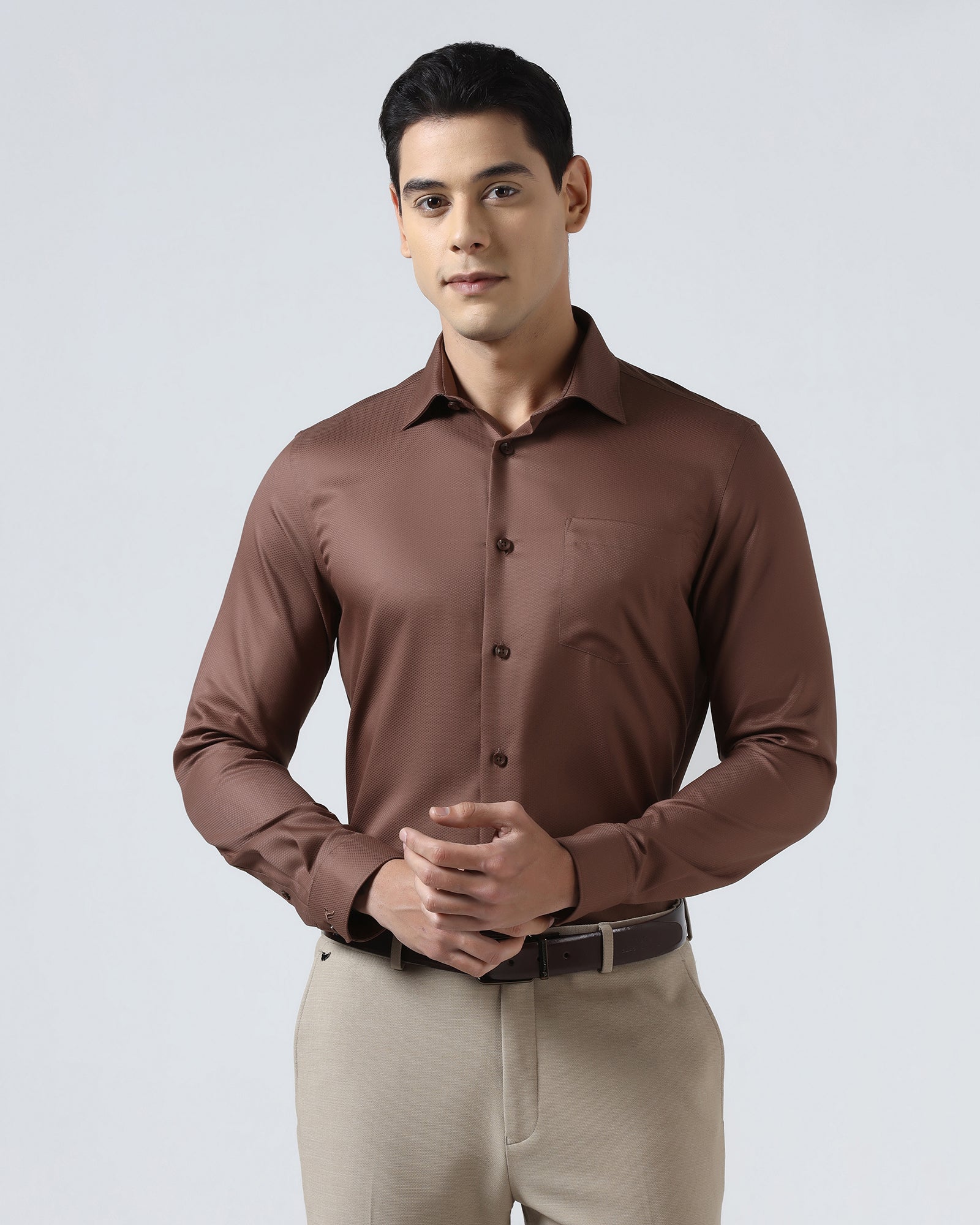 Rust Non Iron Textured Shirt - P31