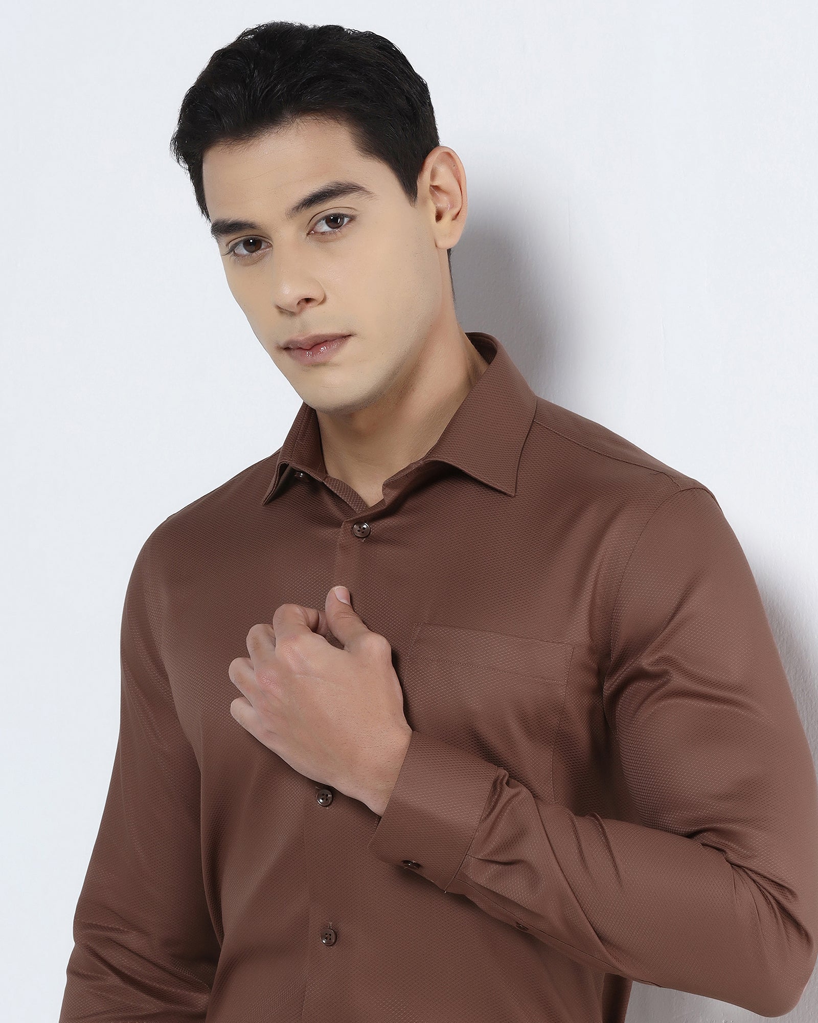 Rust Non Iron Textured Shirt - P31
