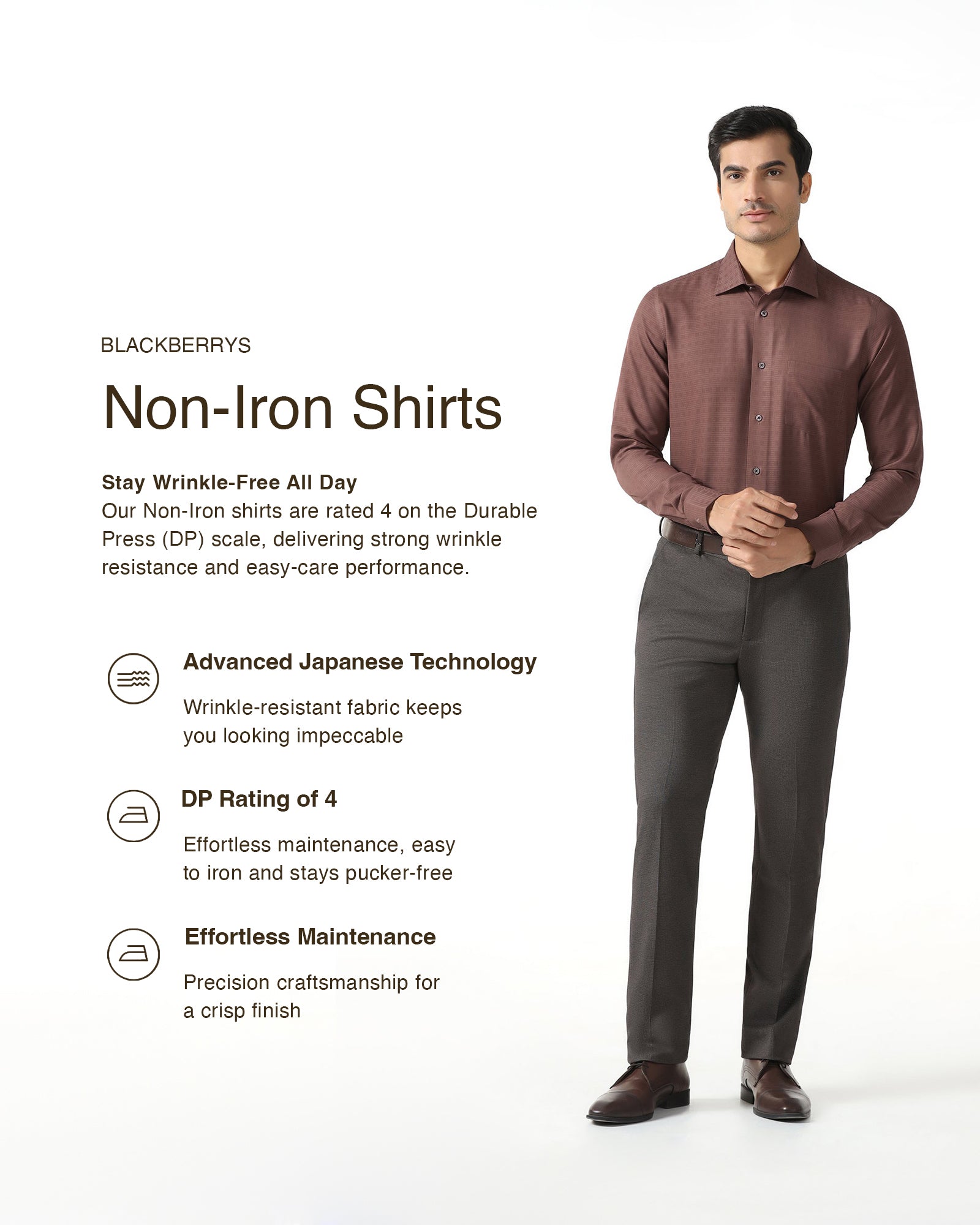Rust Non Iron Textured Shirt - Reform