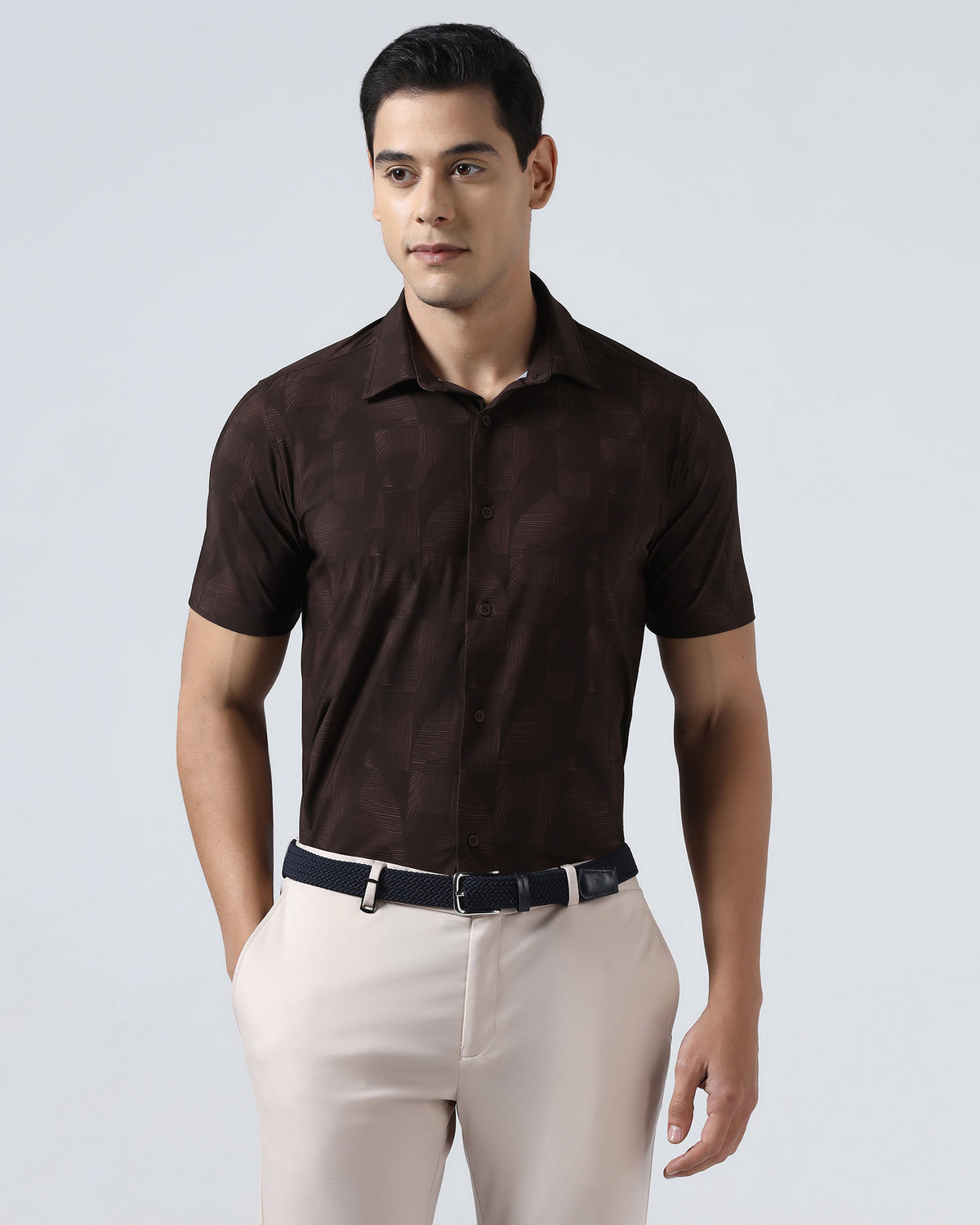 Rust Techpro Printed Shirt - Median