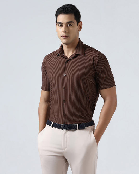 Rust Half Sleeve TechPro Stripe Shirt - Inertia