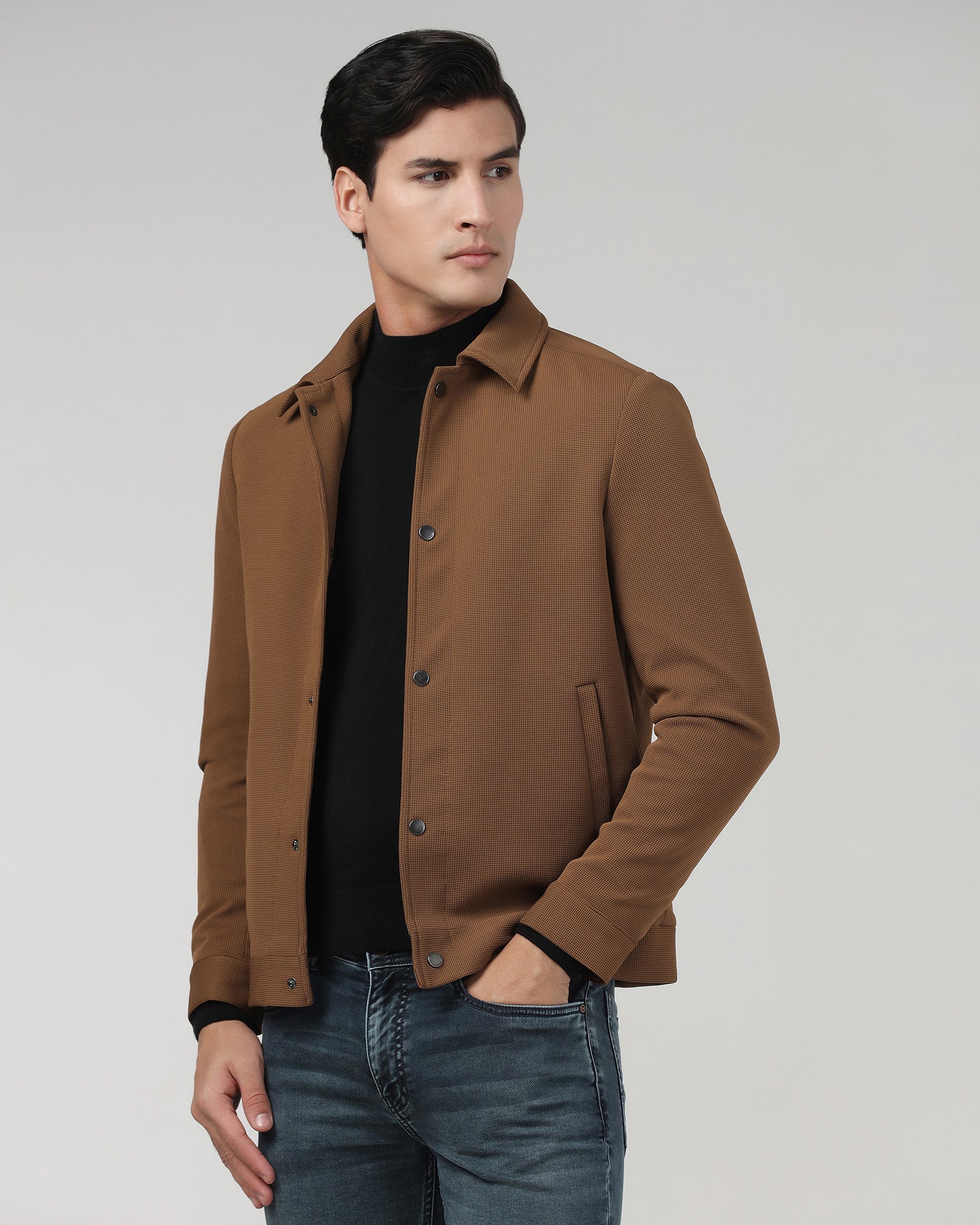 Rust Textured Zipper Jacket - Joan