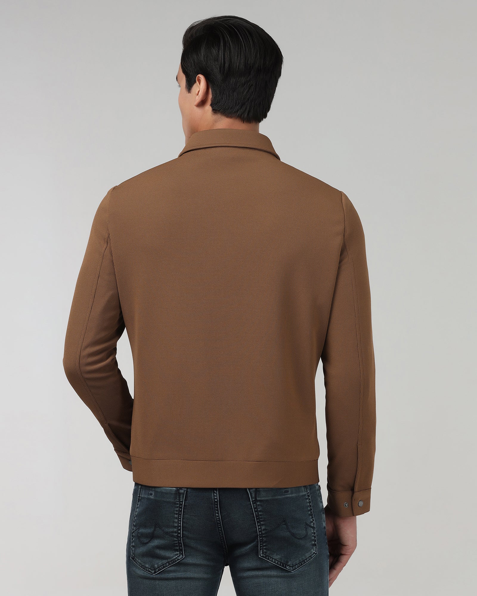 Rust Textured Zipper Jacket - Joan