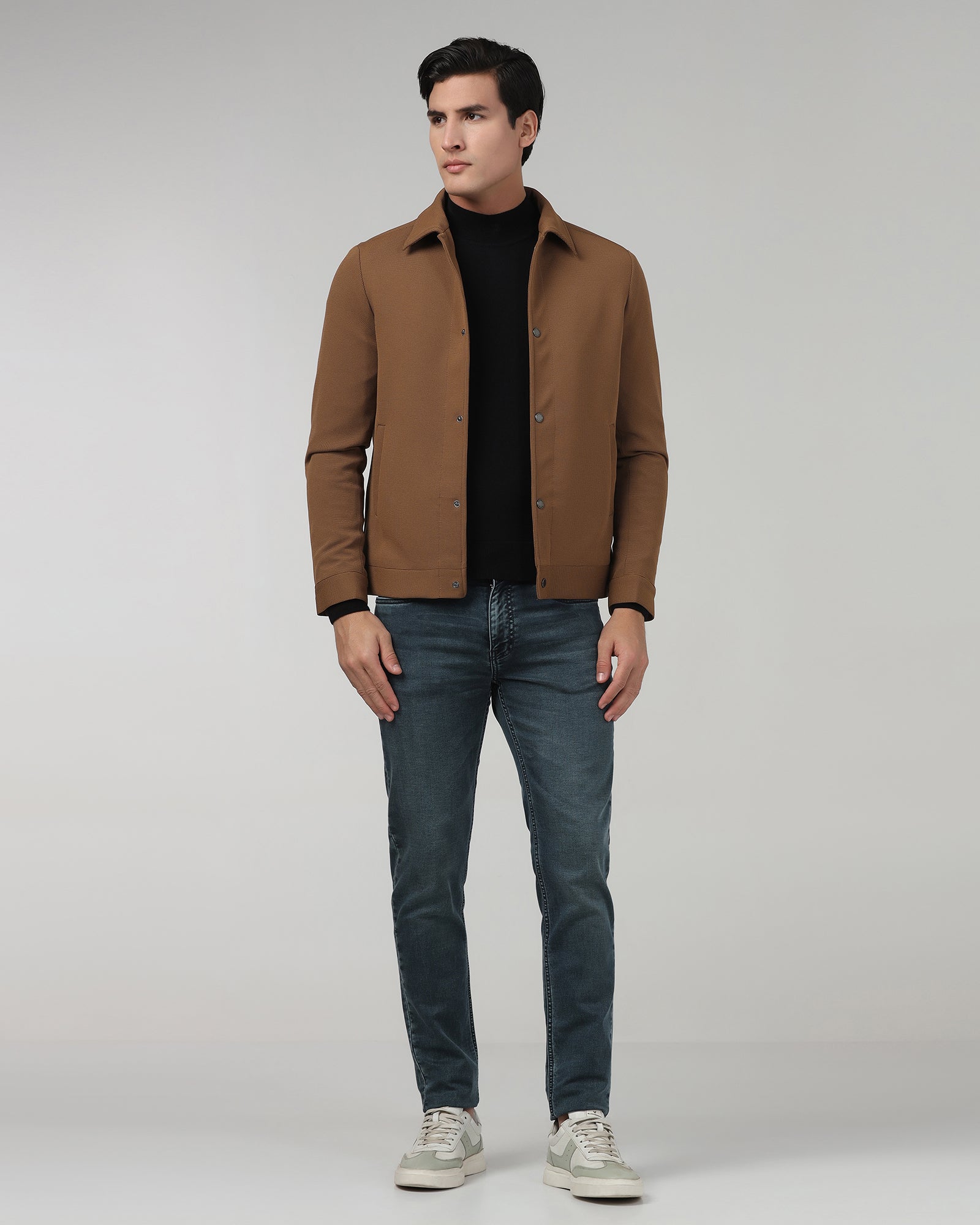 Rust Textured Zipper Jacket - Joan