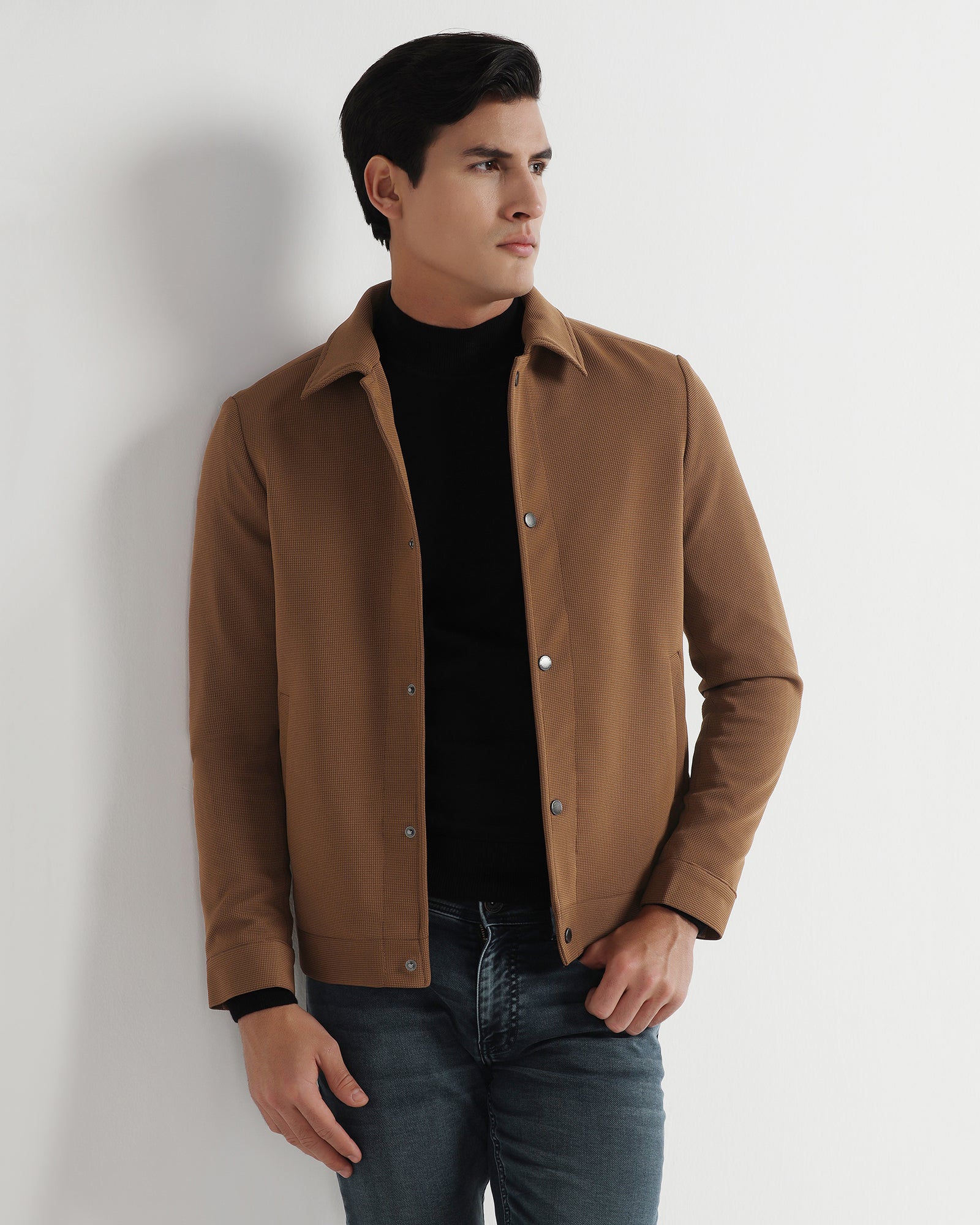 Rust Textured Zipper Jacket - Joan