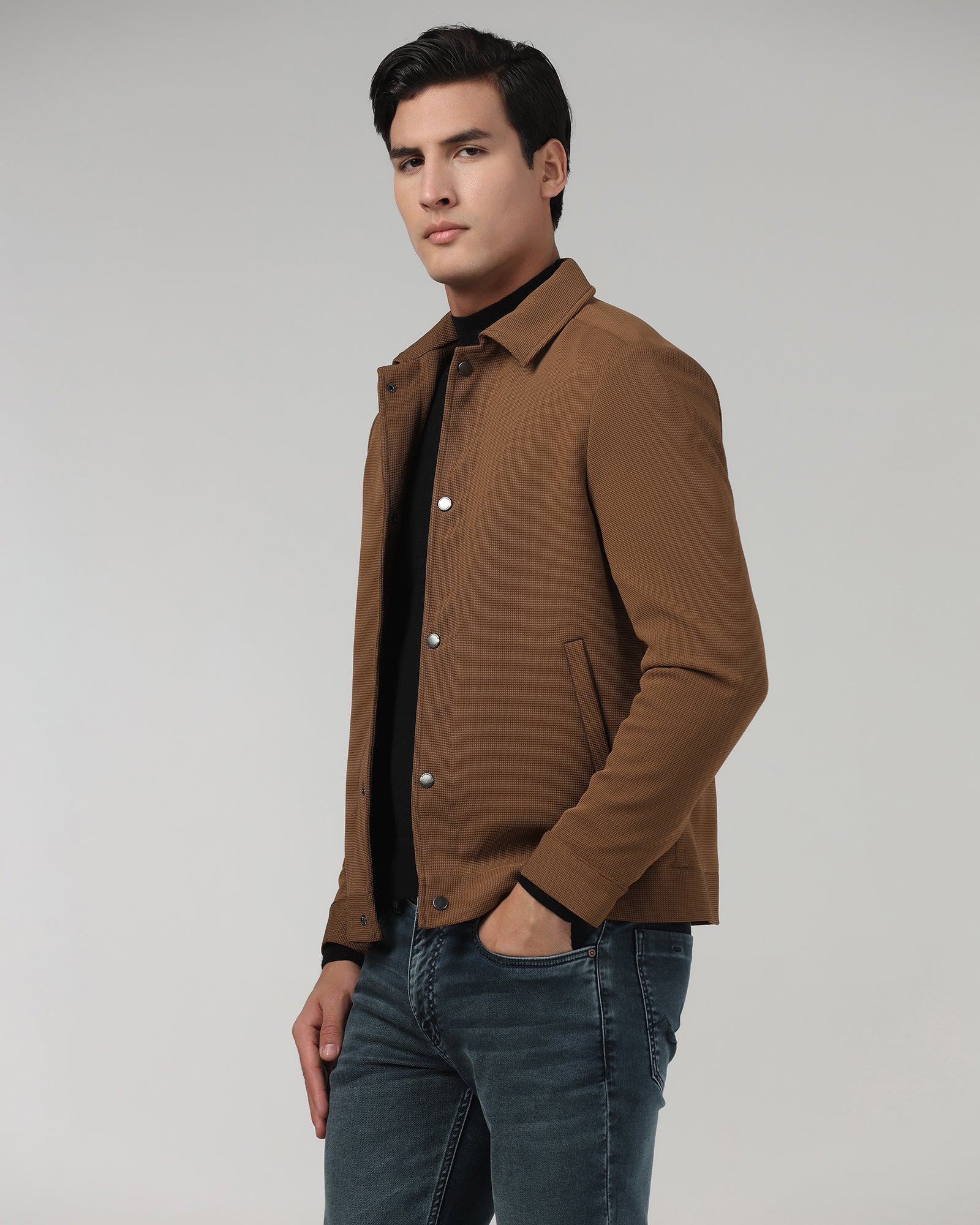 Rust Textured Zipper Jacket - Joan