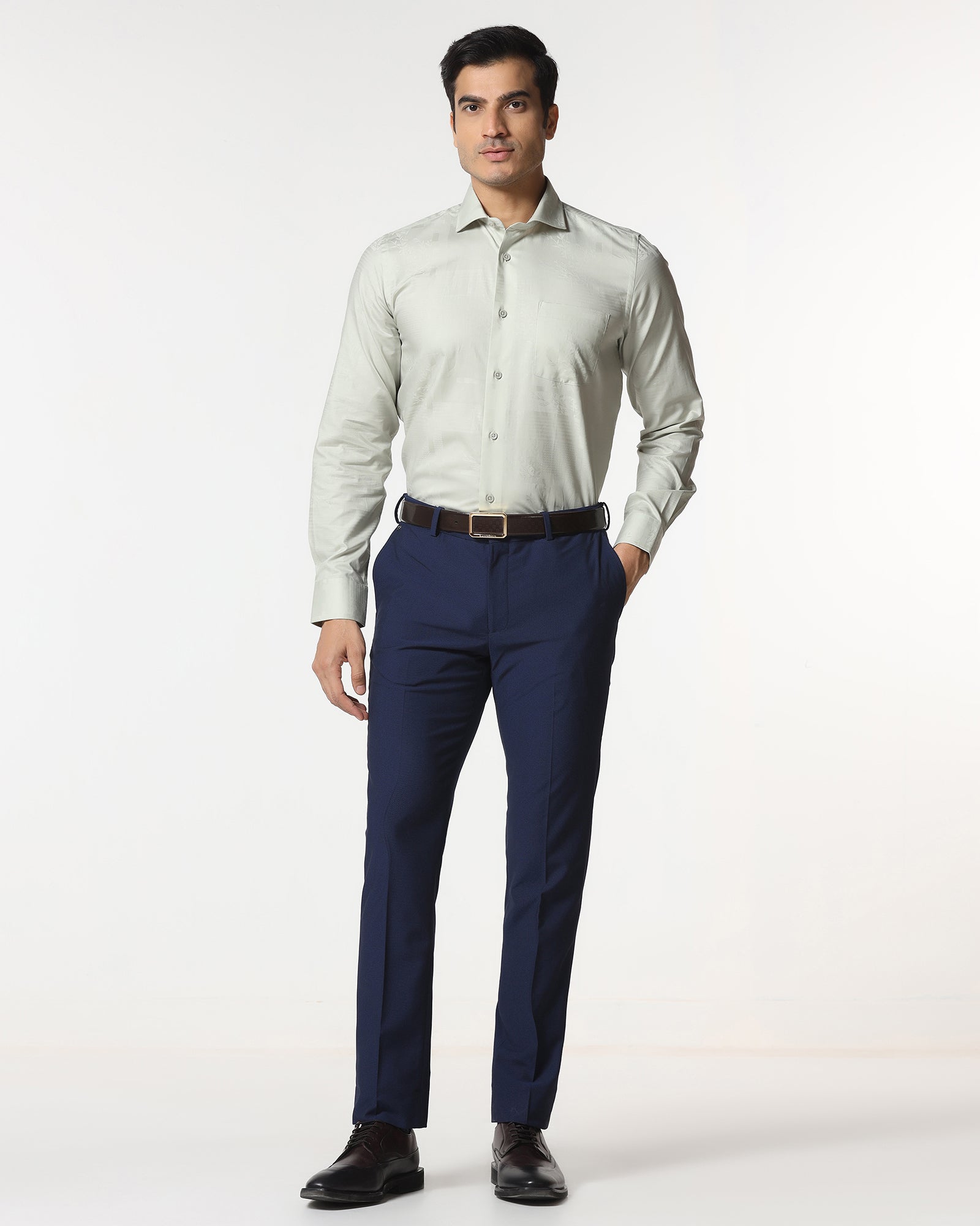 Sage Green Jacquard Shirt - Ross