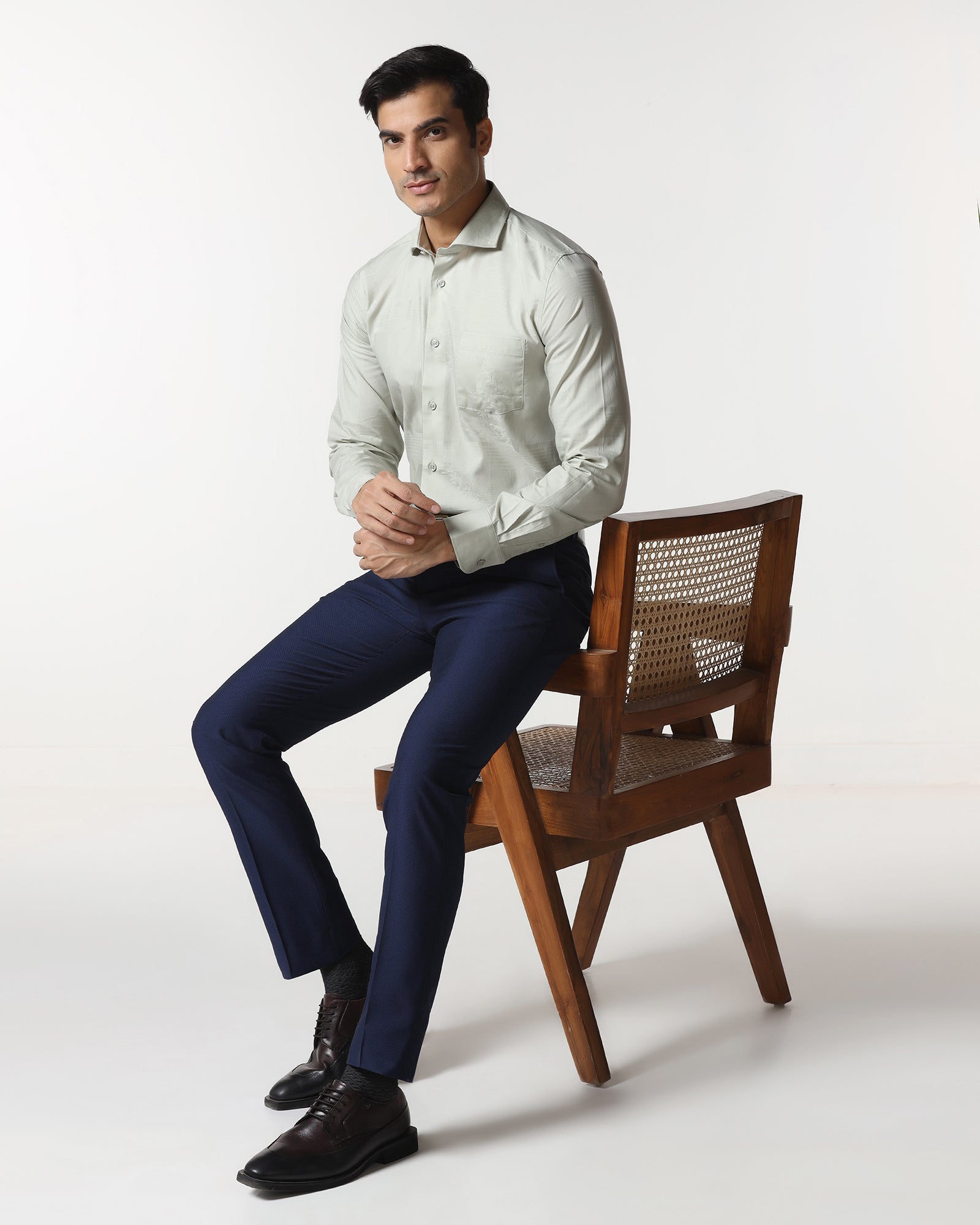 Sage Green Jacquard Shirt - Ross