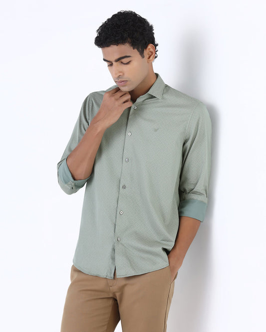 Sage Green Printed Shirt - Teffad