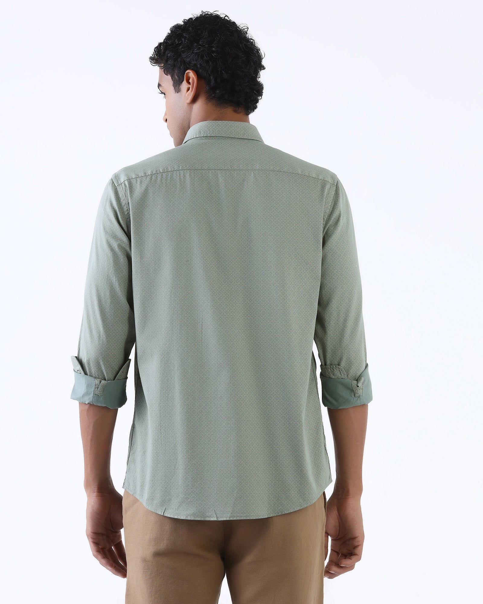 Sage Green Printed Shirt - Teffad