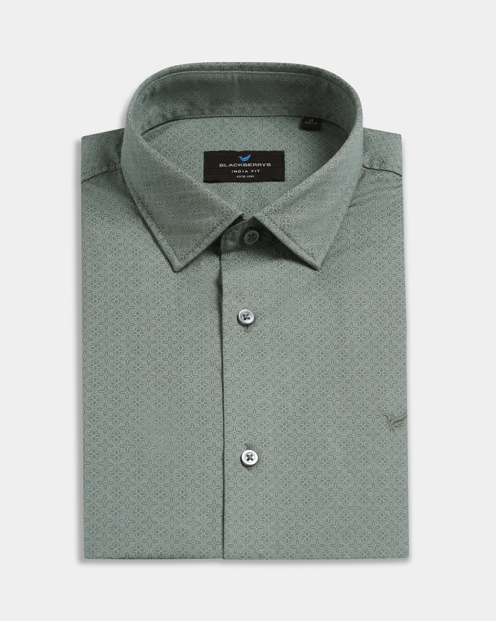 Sage Green Printed Shirt - Teffad
