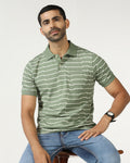 Sage Green Printed Polo - Maze