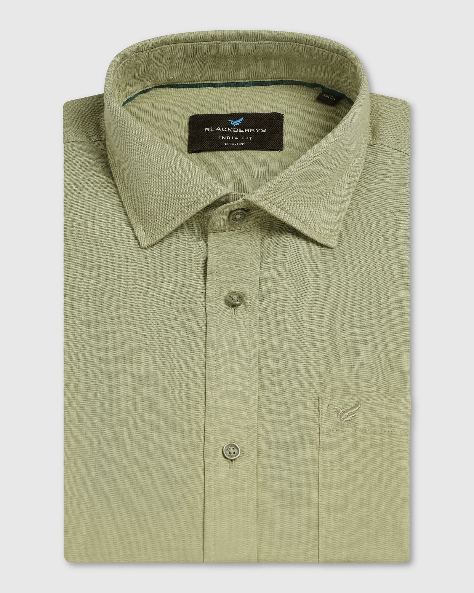 Sage Half Sleeve Green Solid Shirt - Axar