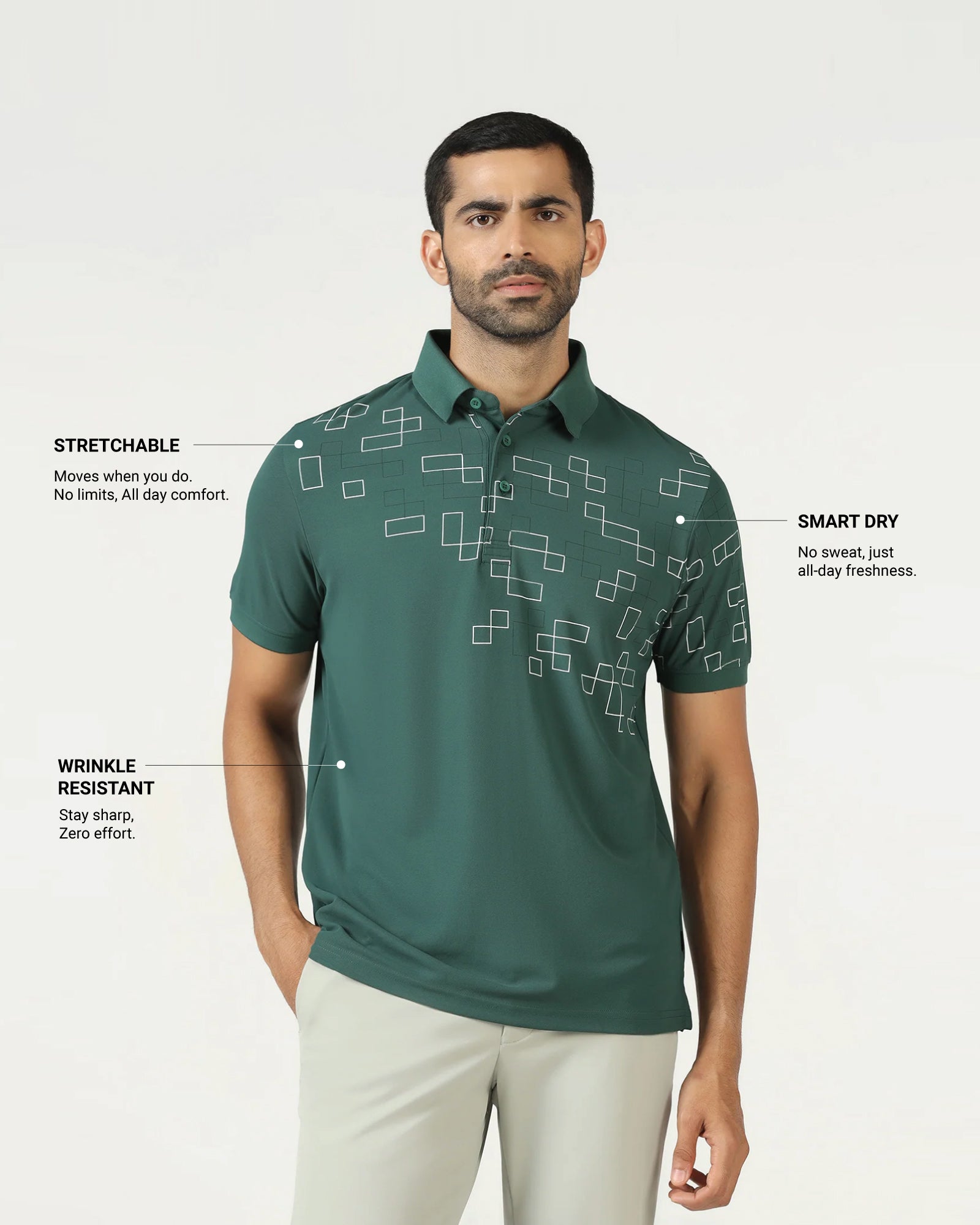 Sage Green TechPro Printed Polo - Luna