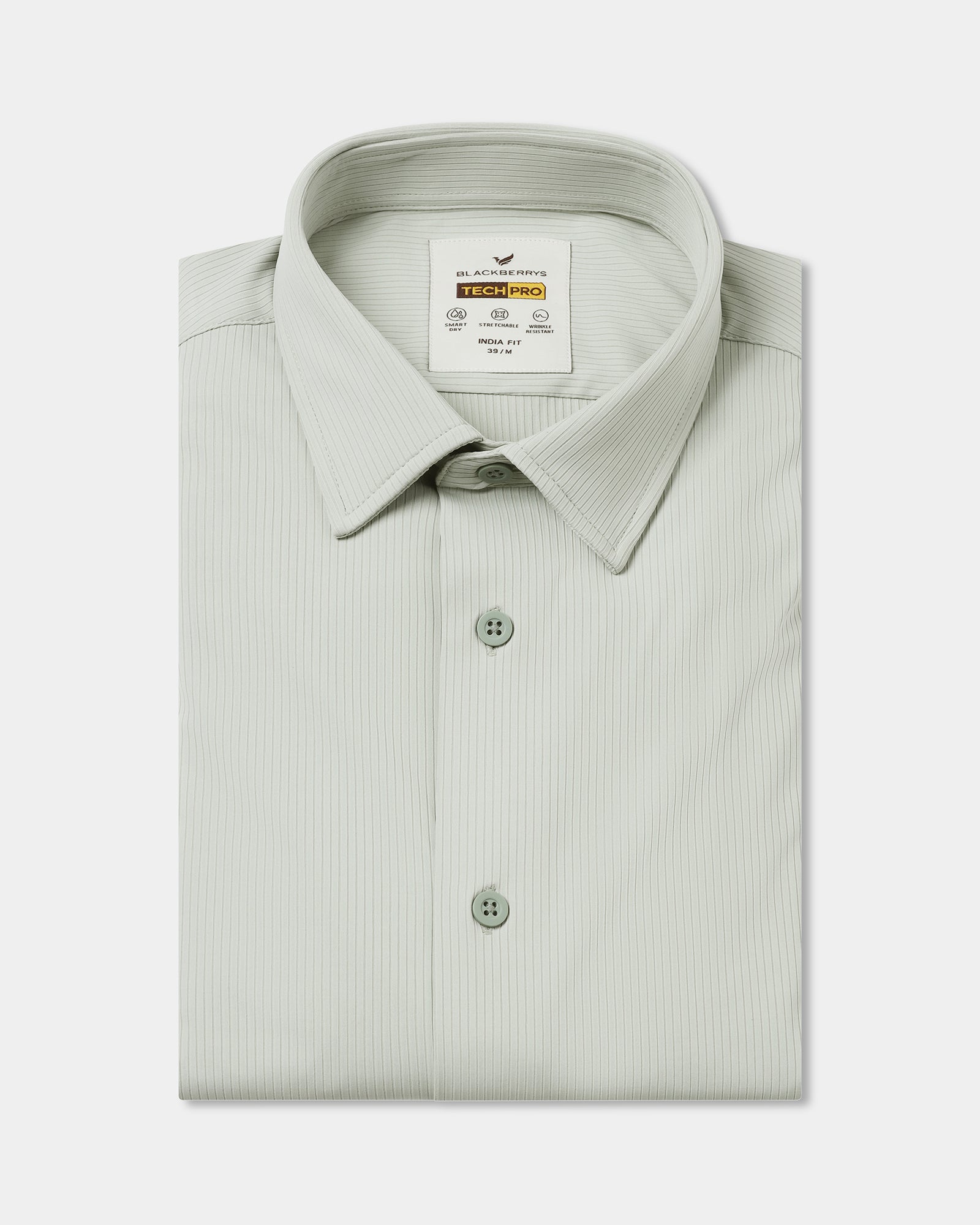 Sage Green Half Sleeve TechPro Stripe Shirt - Lunar
