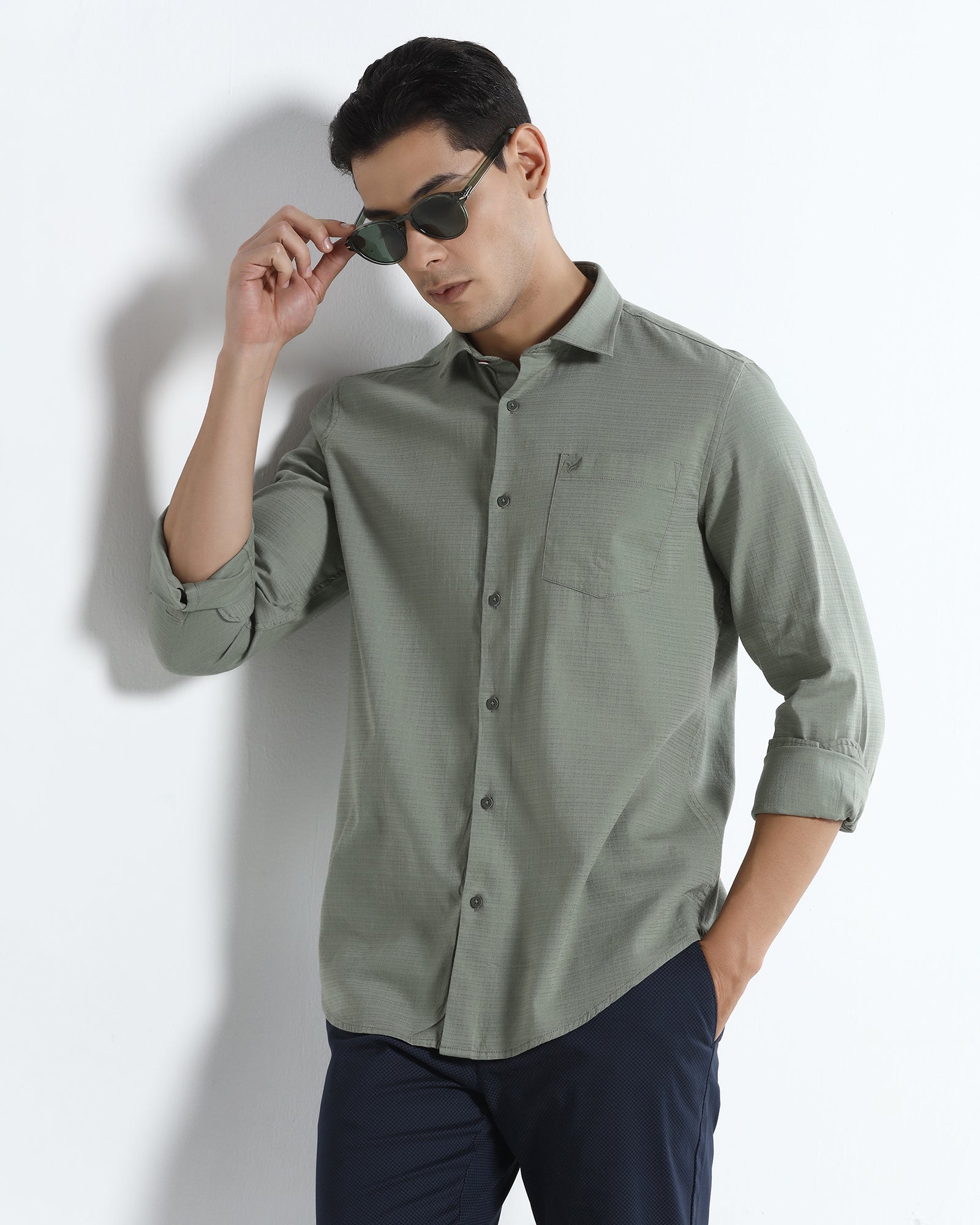 Sage Green Textured Shirt - Arthur