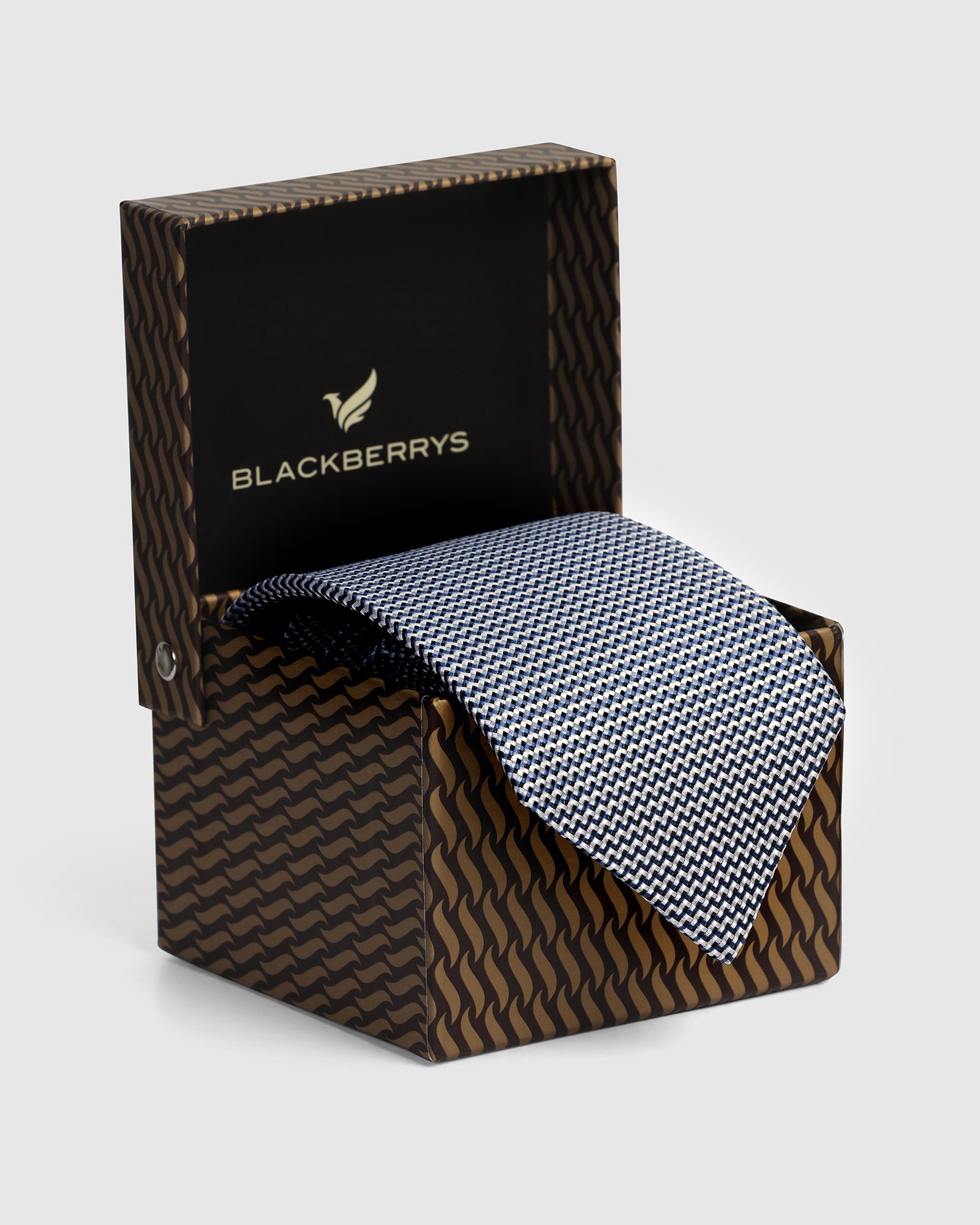 Silk Blue Printed Tie - Valery