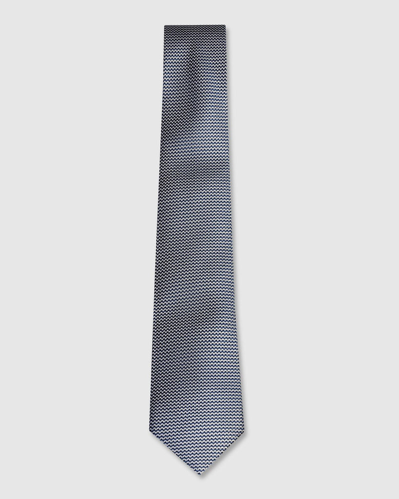 Silk Blue Printed Tie - Valery