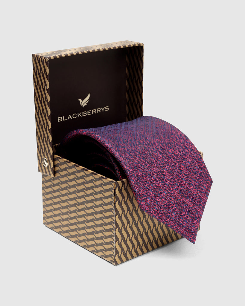 Silk Burgandy Printed Tie - Vanor