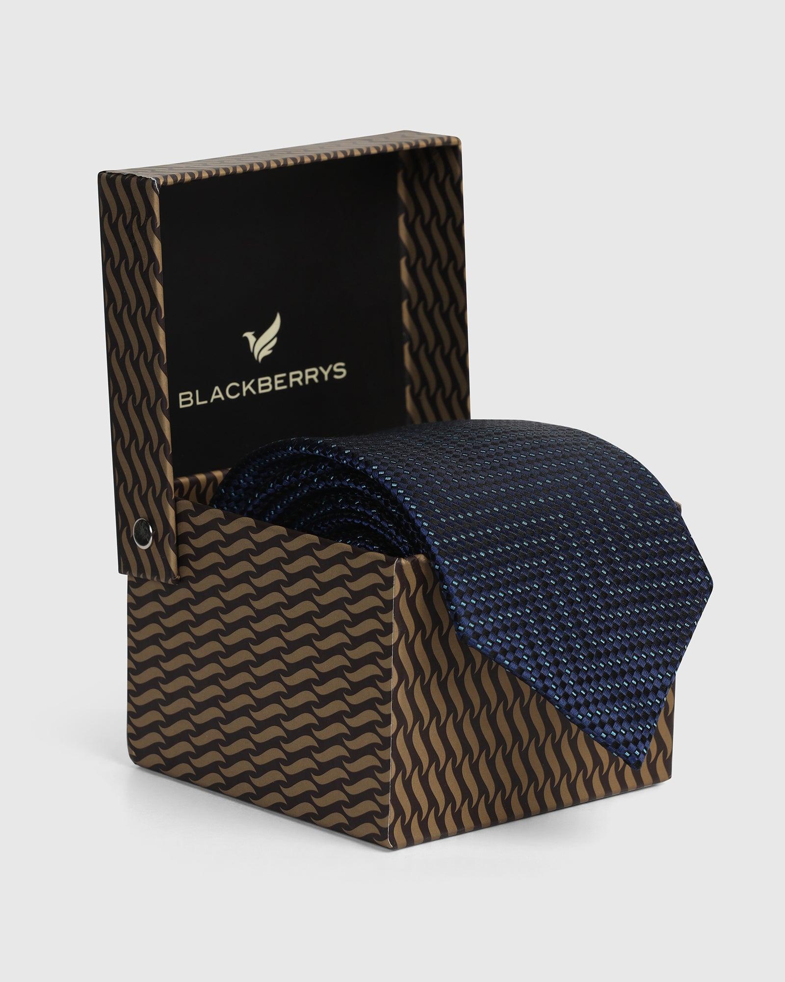 Silk Dark Navy Jacquard Tie - Valdimir
