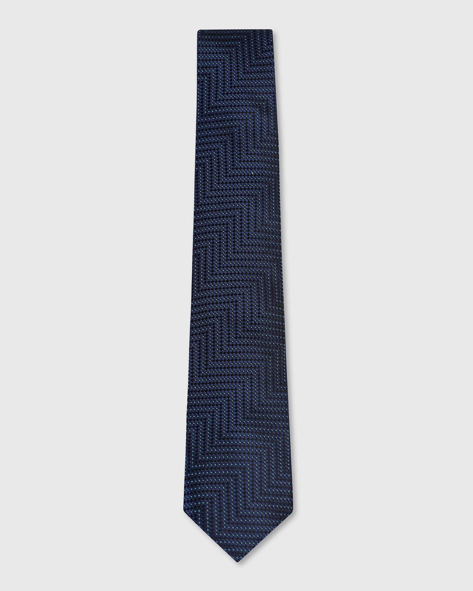 Silk Dark Navy Printed Tie - Valdimir