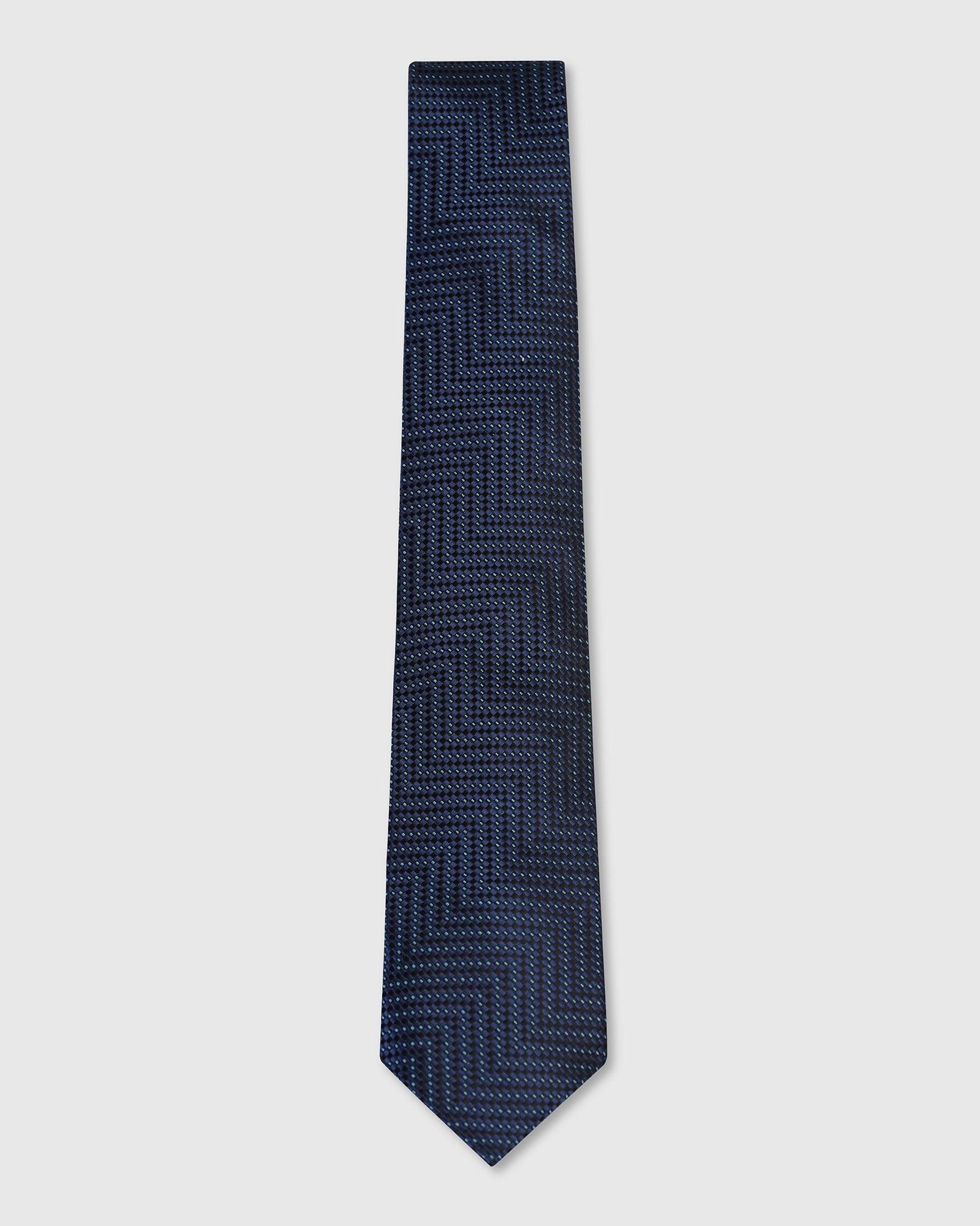 Silk Dark Navy Jacquard Tie - Valdimir