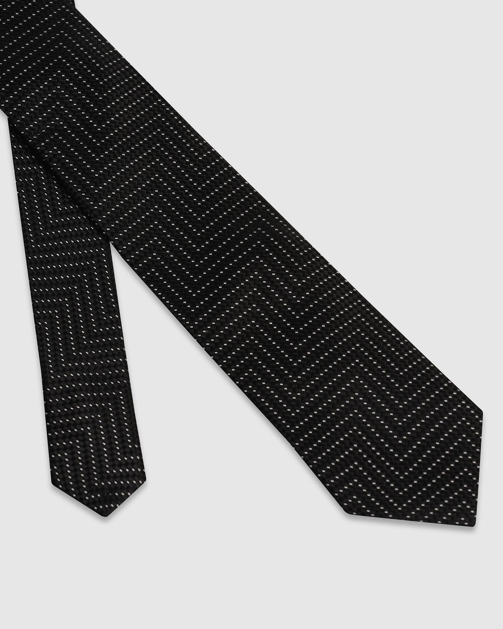 Silk Jet Black Jacquard Tie - Valdimir