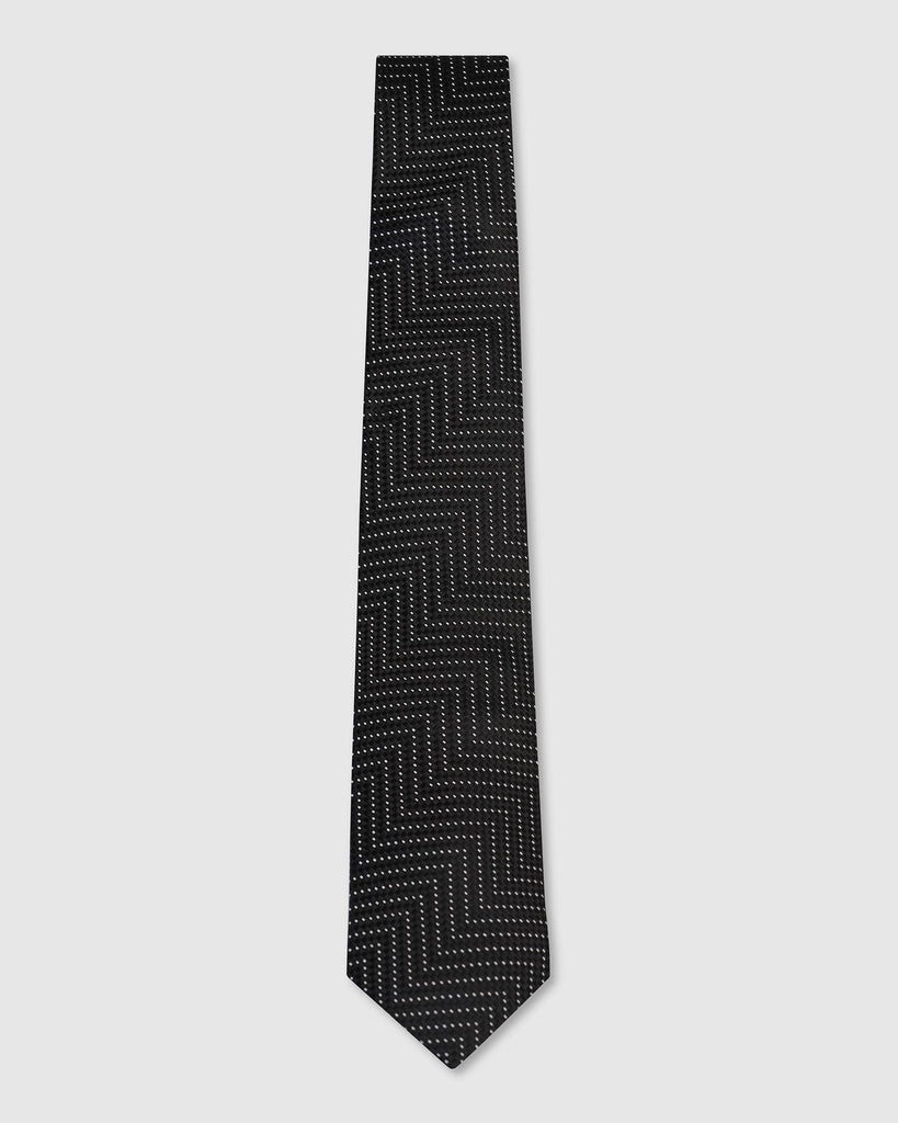 Silk Jet Black Printed Tie - Valdimir