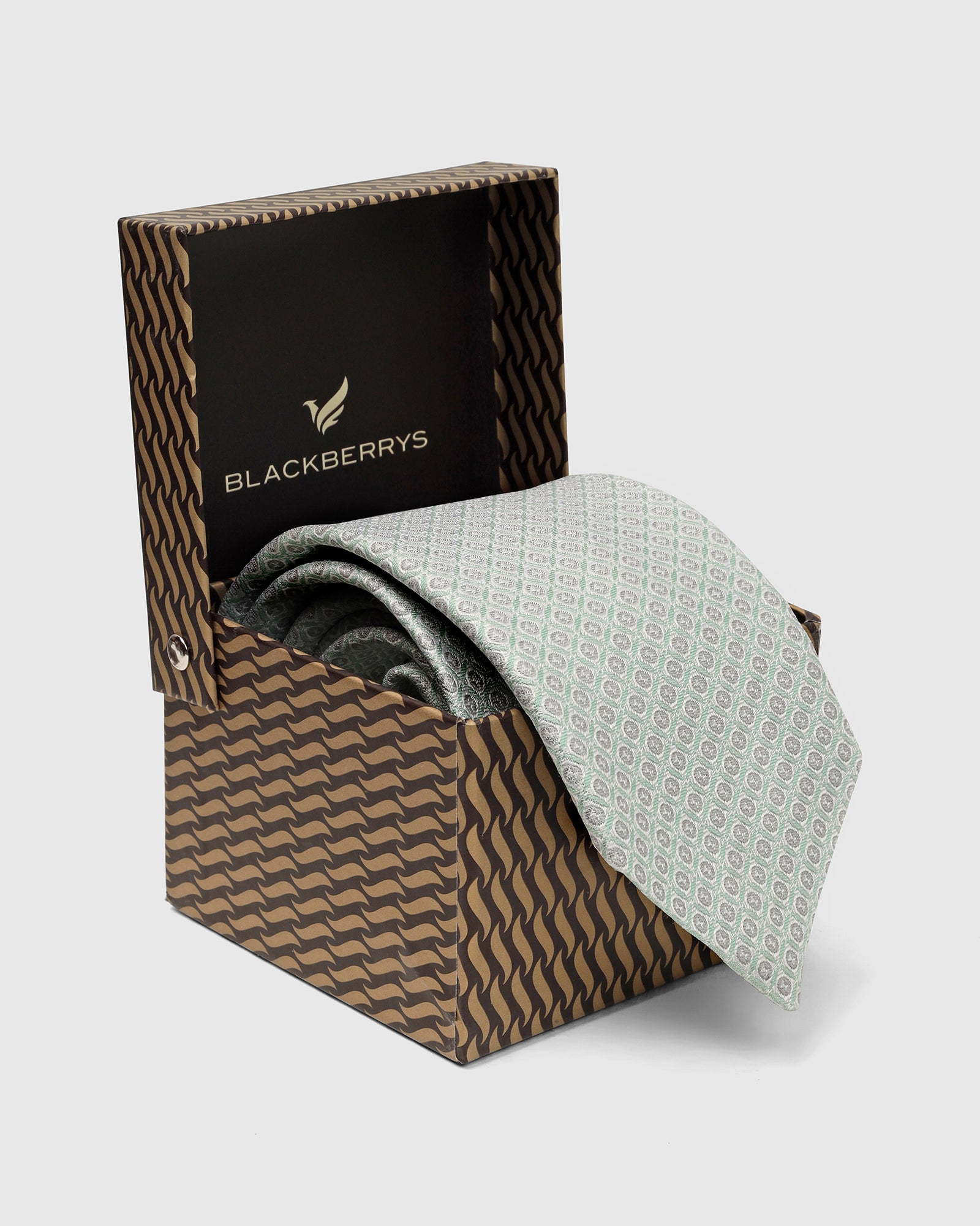 Silk Light Green Printed Tie - Vera