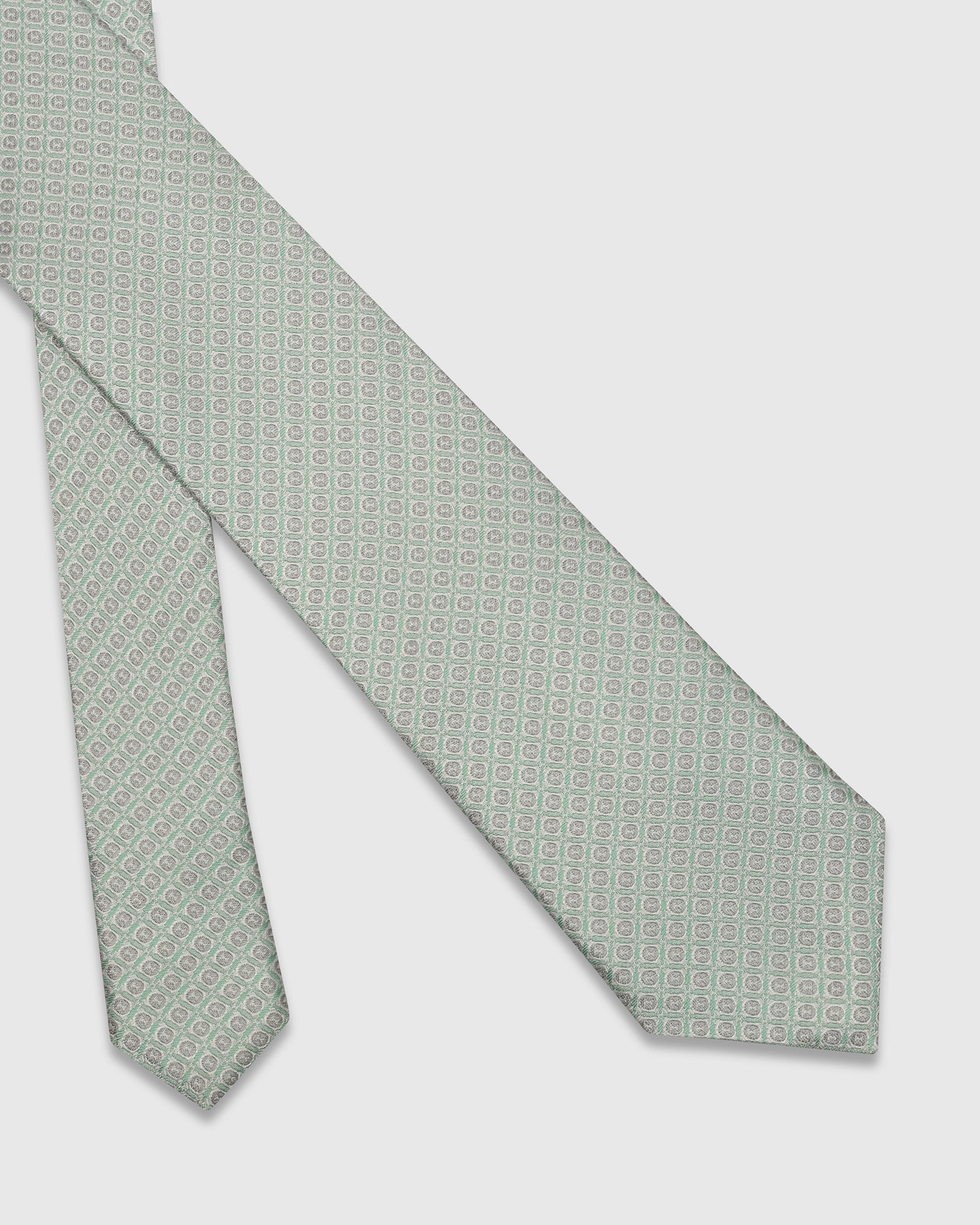 Silk Light Green Printed Tie - Vera