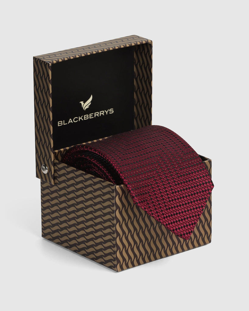 Silk Maroon Printed Tie - Valdimir