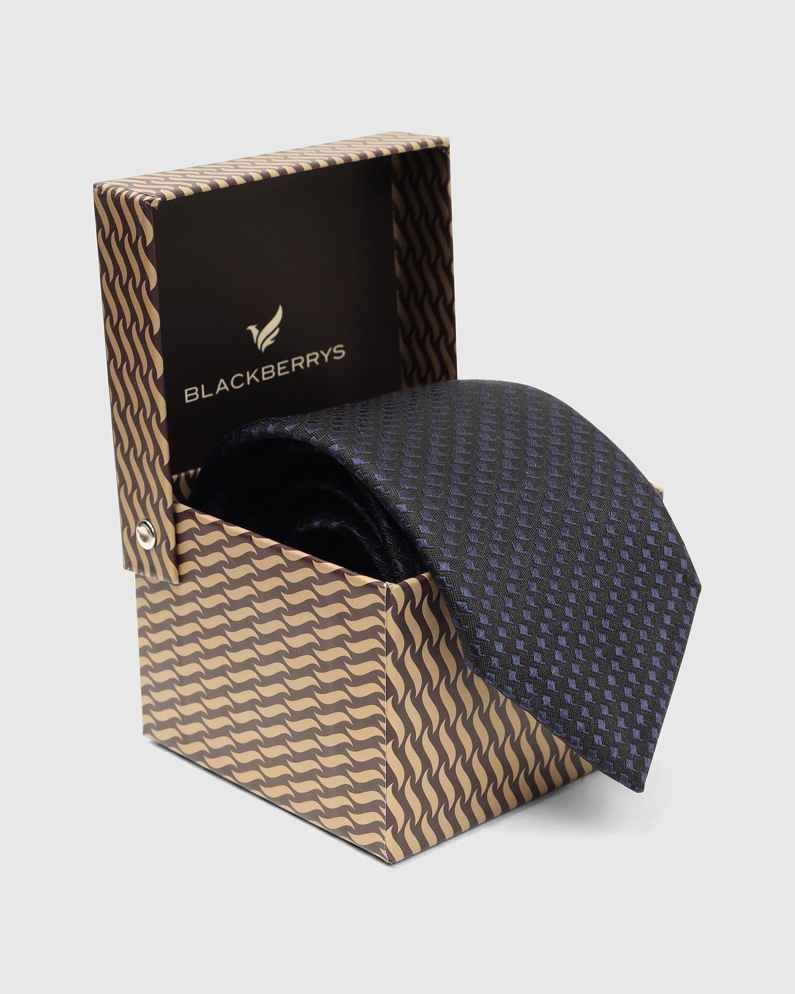 Silk Navy Printed Tie - Verly