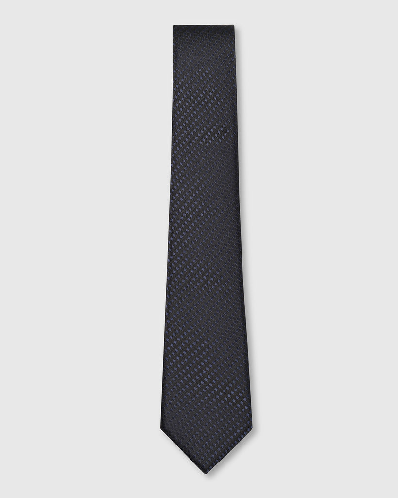 Silk Navy Printed Tie - Verly