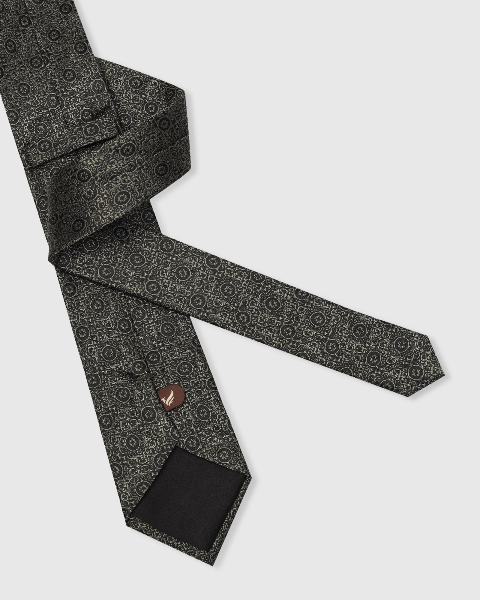 Silk Olive Printed Tie - Vagor