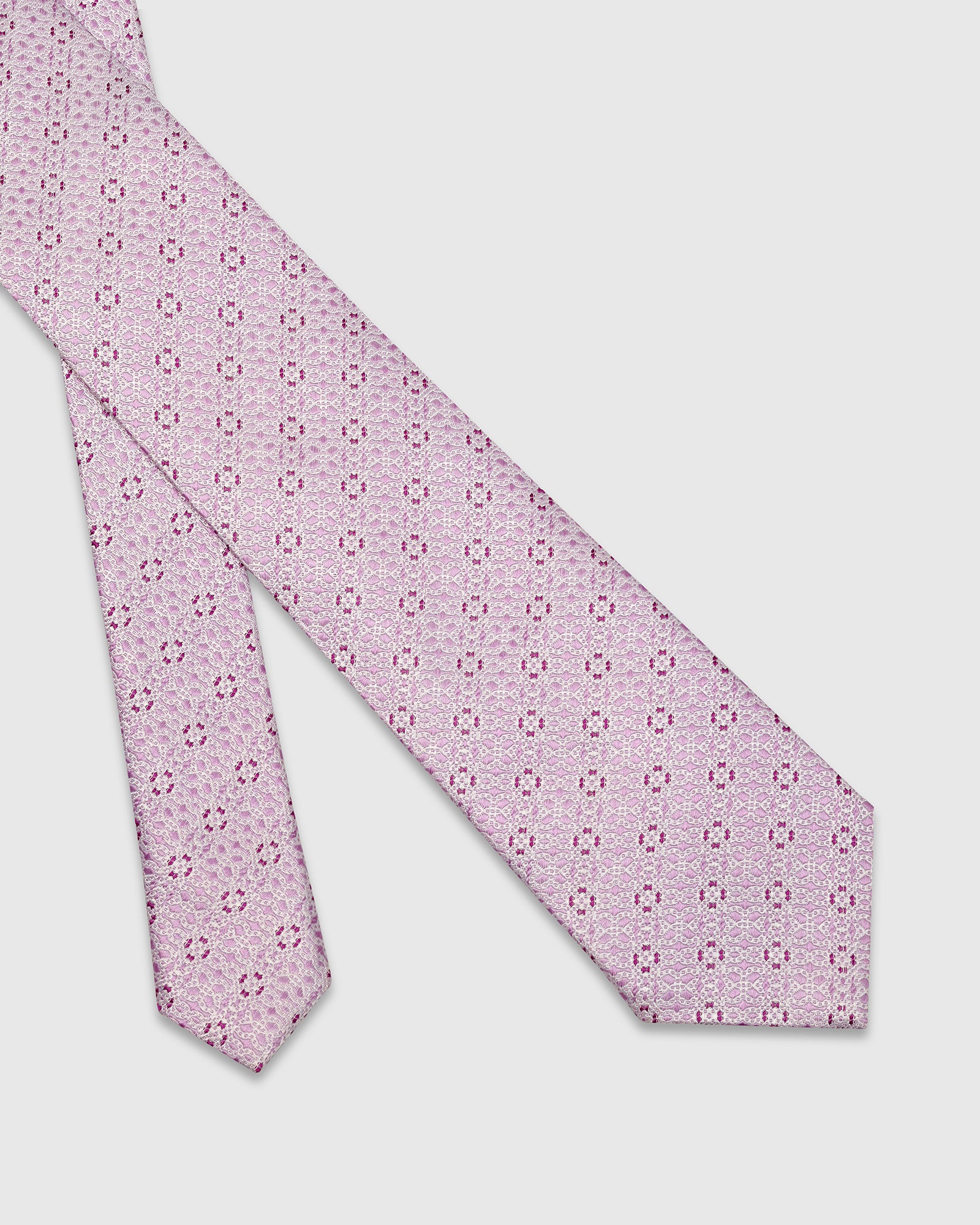 Silk Pink Printed Tie - Vinico