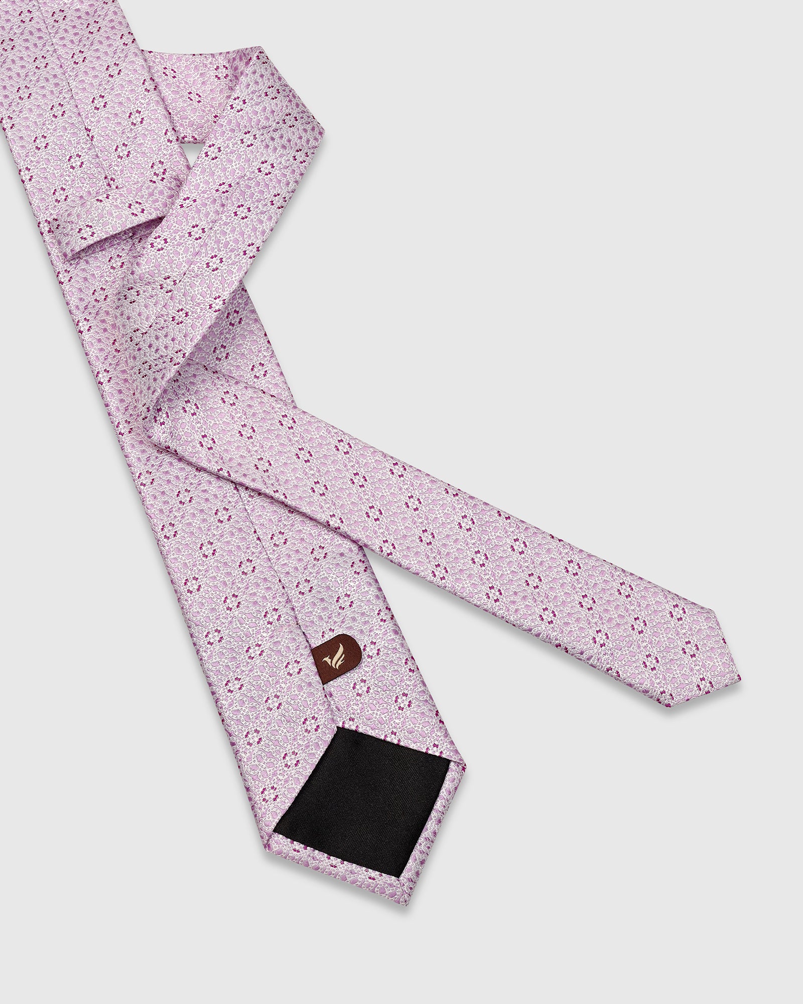 Silk Pink Printed Tie - Vinico