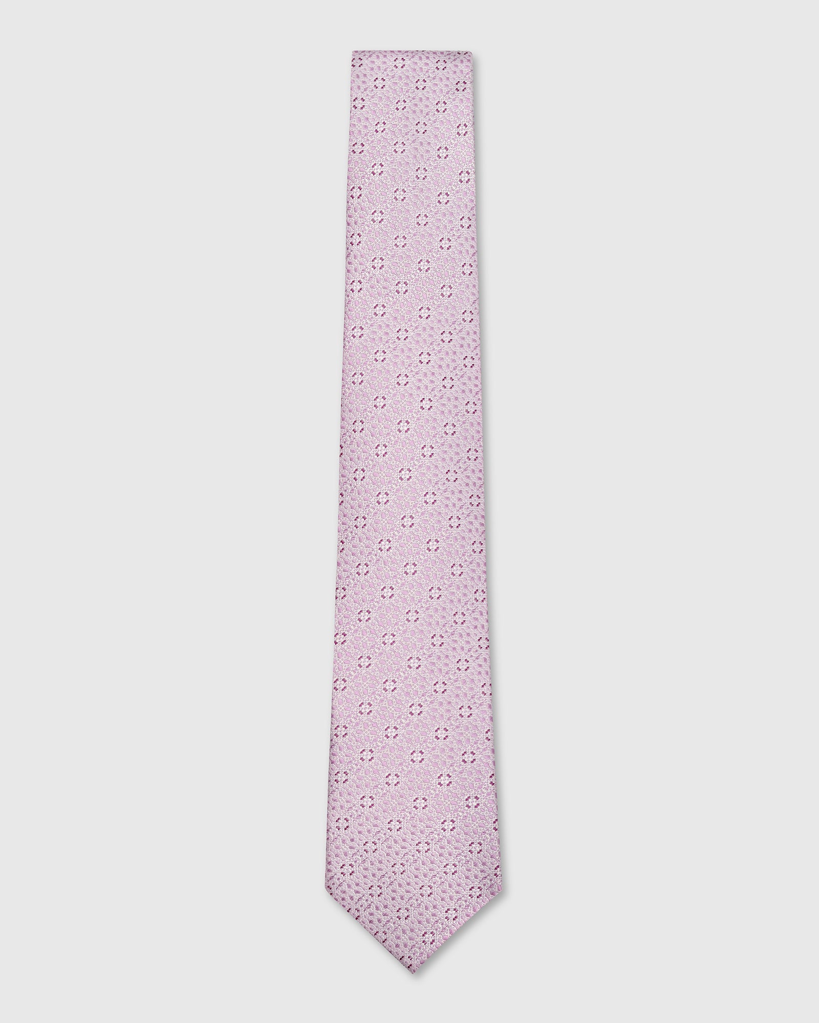 Silk Pink Printed Tie - Vinico