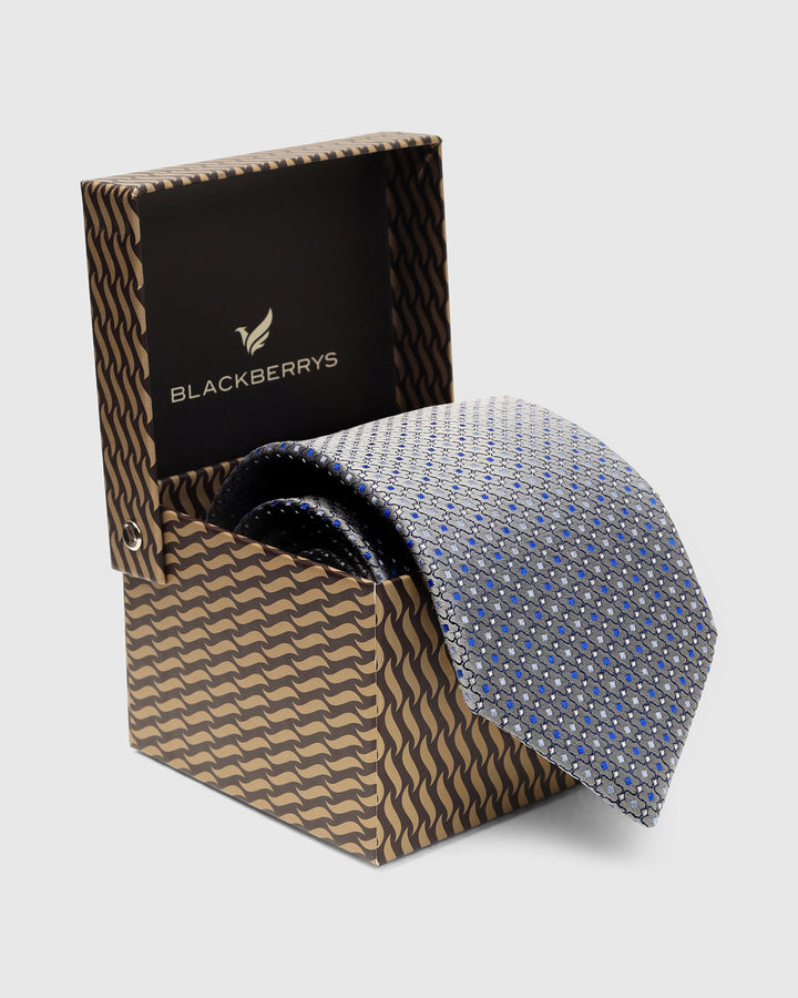 Silk Sky Blue Printed Tie - Vaiga