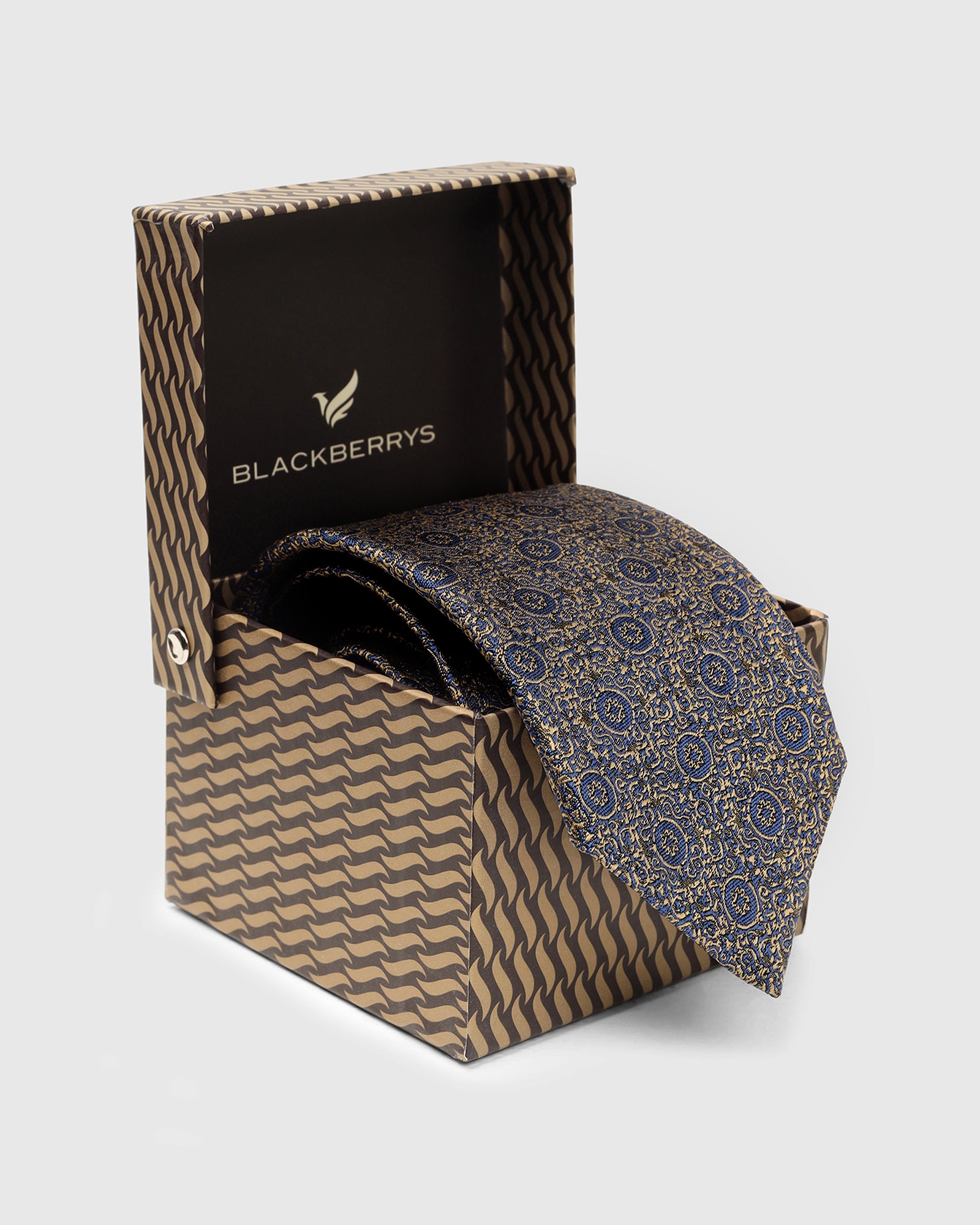 Silk Tobacco Brown Printed Tie - Vagor