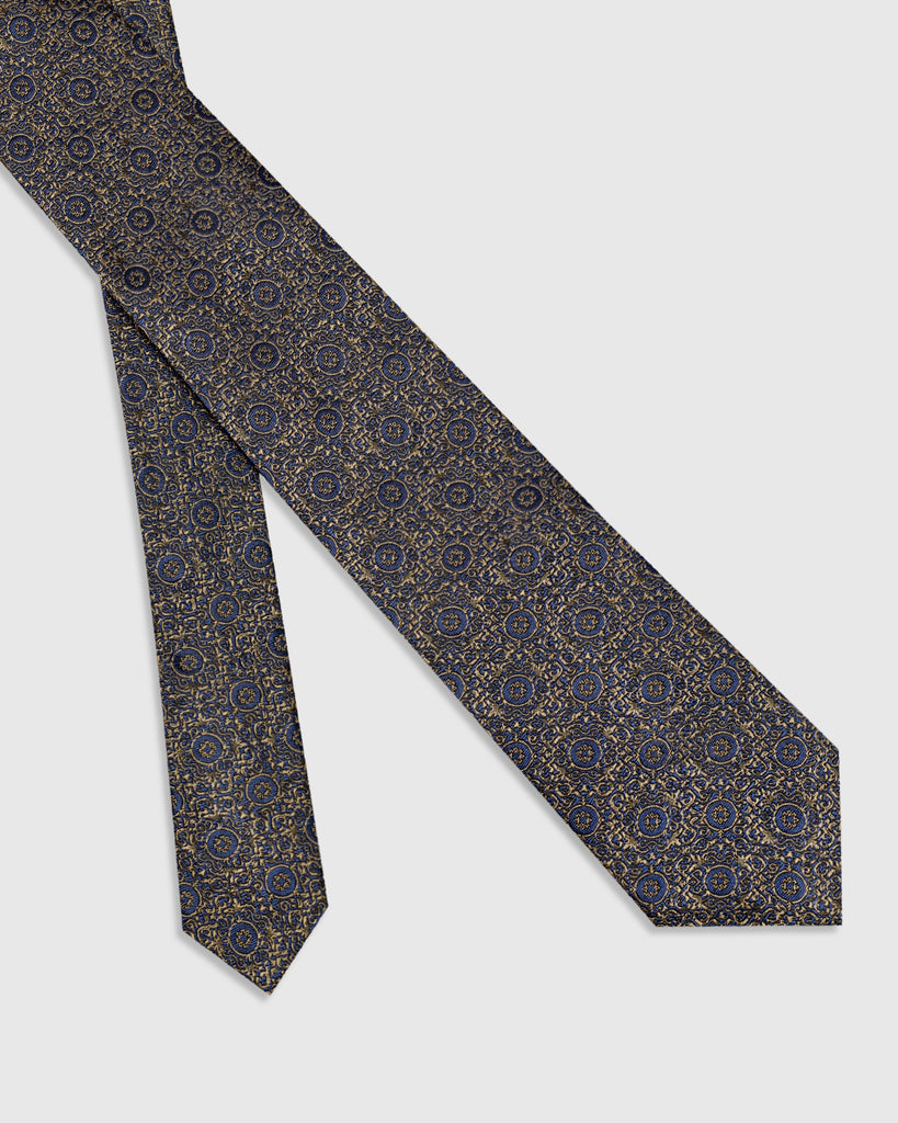 Silk Tobacco Brown Printed Tie - Vagor