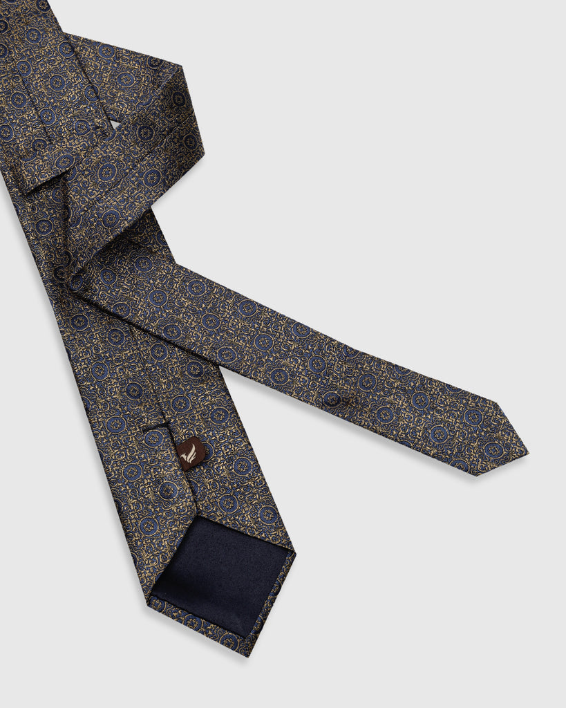 Silk Tobacco Brown Printed Tie - Vagor