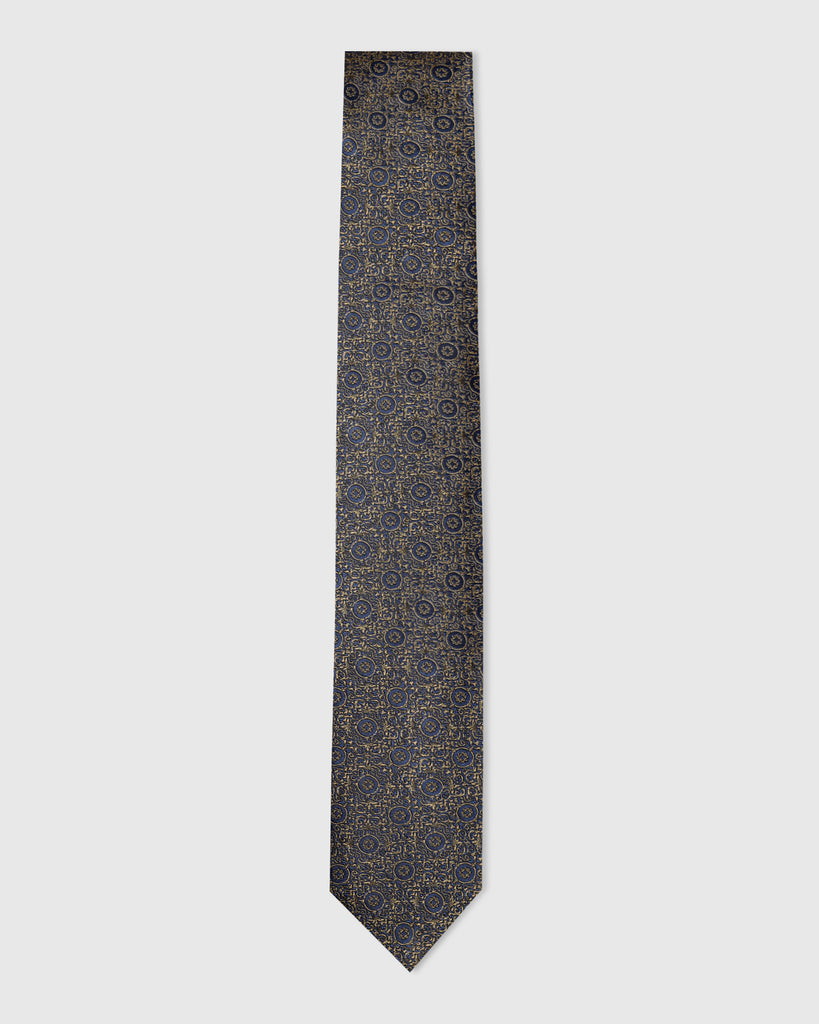 Silk Tobacco Brown Printed Tie - Vagor