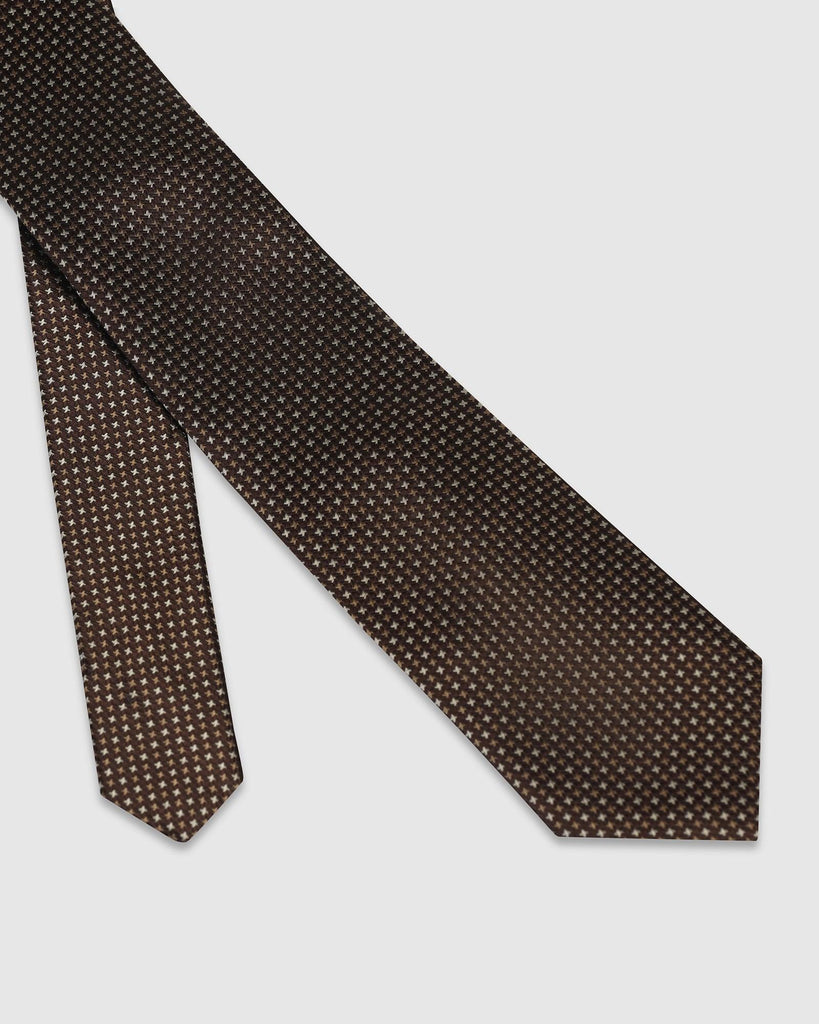 Silk Tobacco Brown Printed Tie - Voro