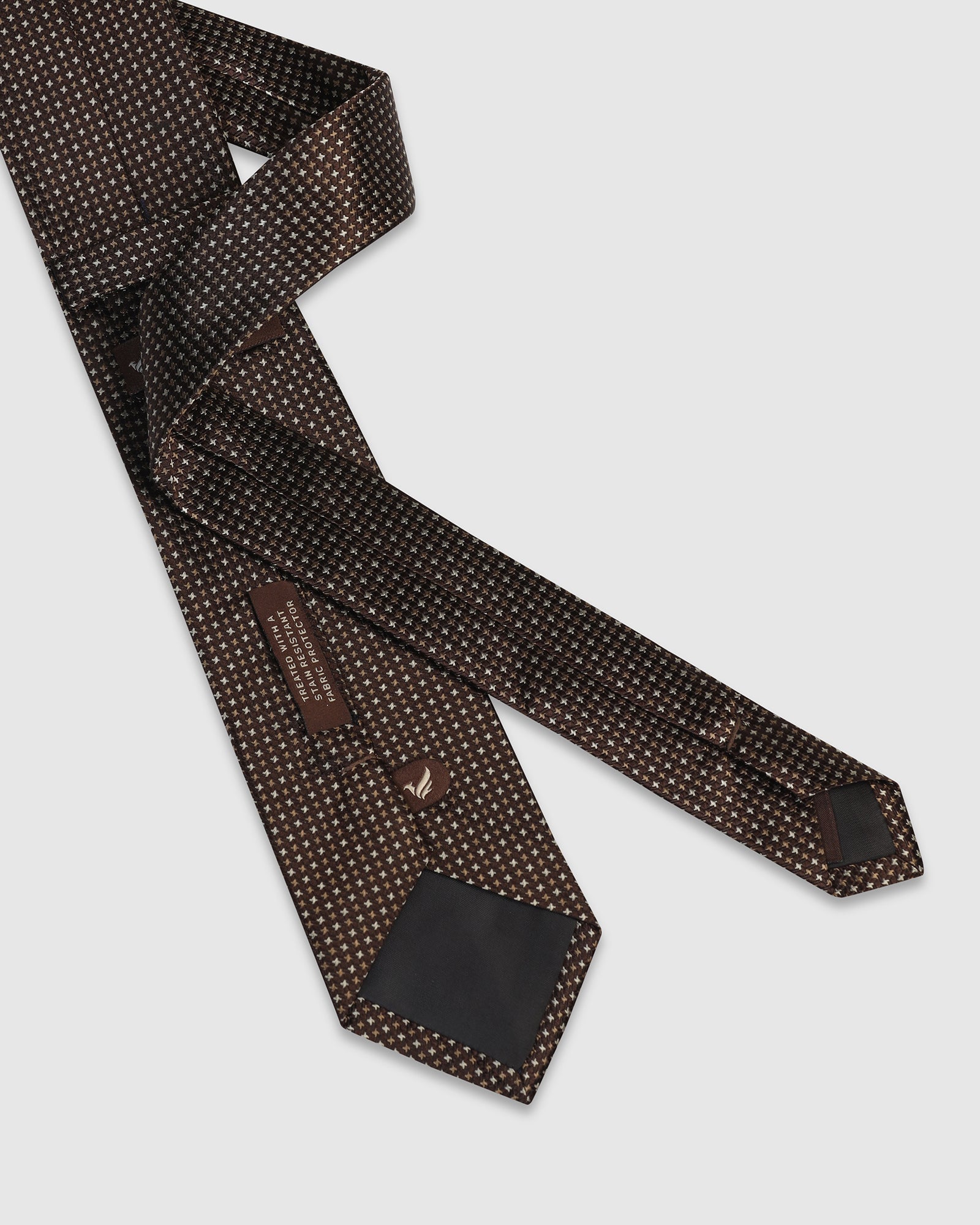 Silk Tobacco Brown Printed Tie - Voro