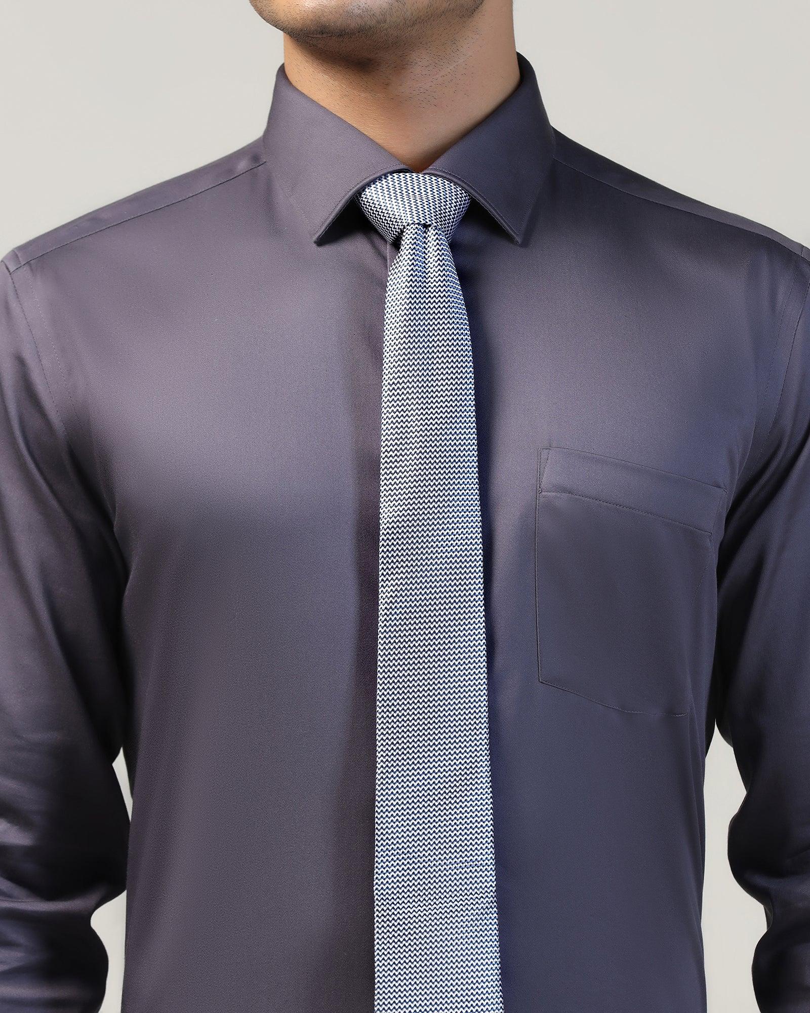 Silk Blue Printed Tie - Valery