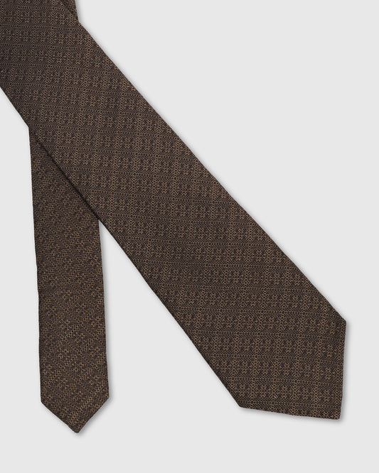 Silk Brown Jacquard Tie - Vanor