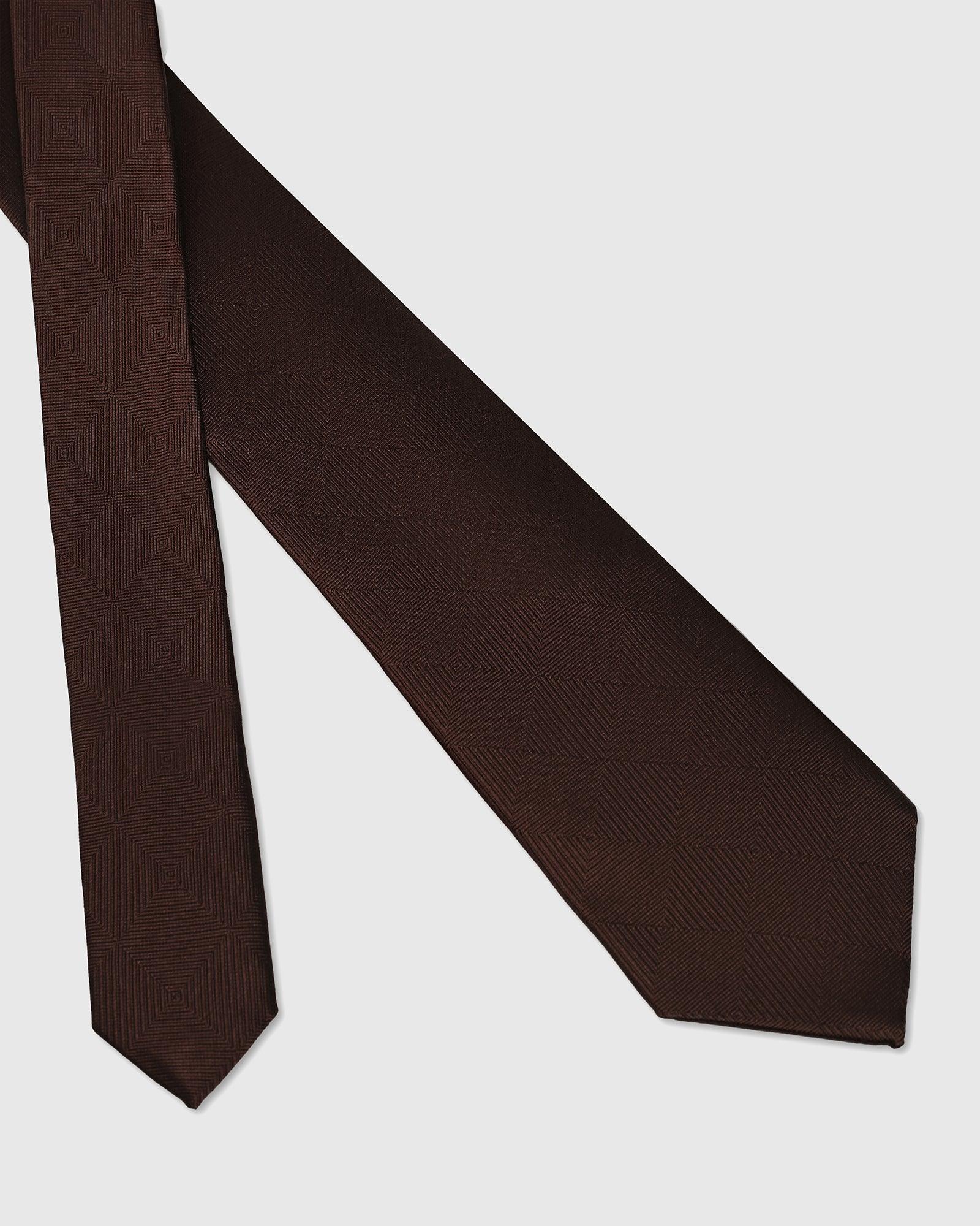 Silk Dark Brown Printed Tie - Ulana