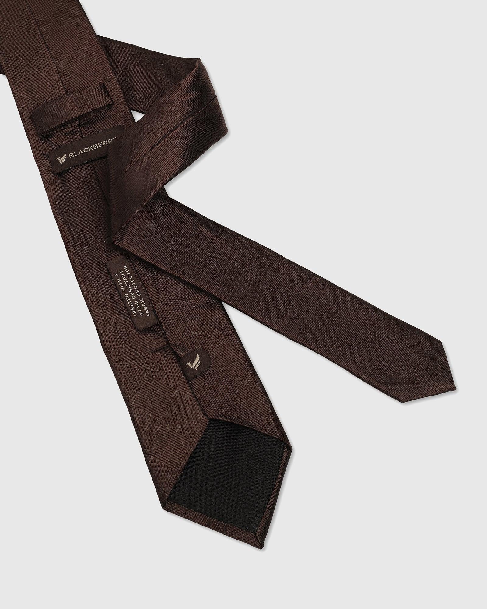 Silk Dark Brown Printed Tie - Ulana