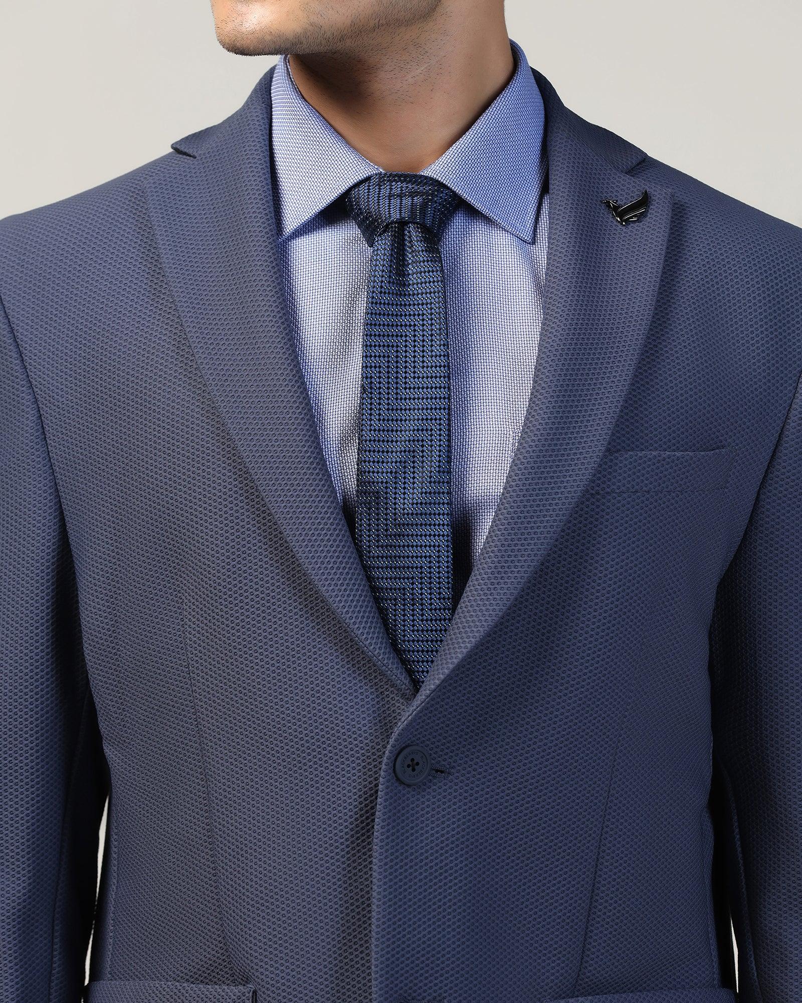 Silk Dark Navy Jacquard Tie - Valdimir