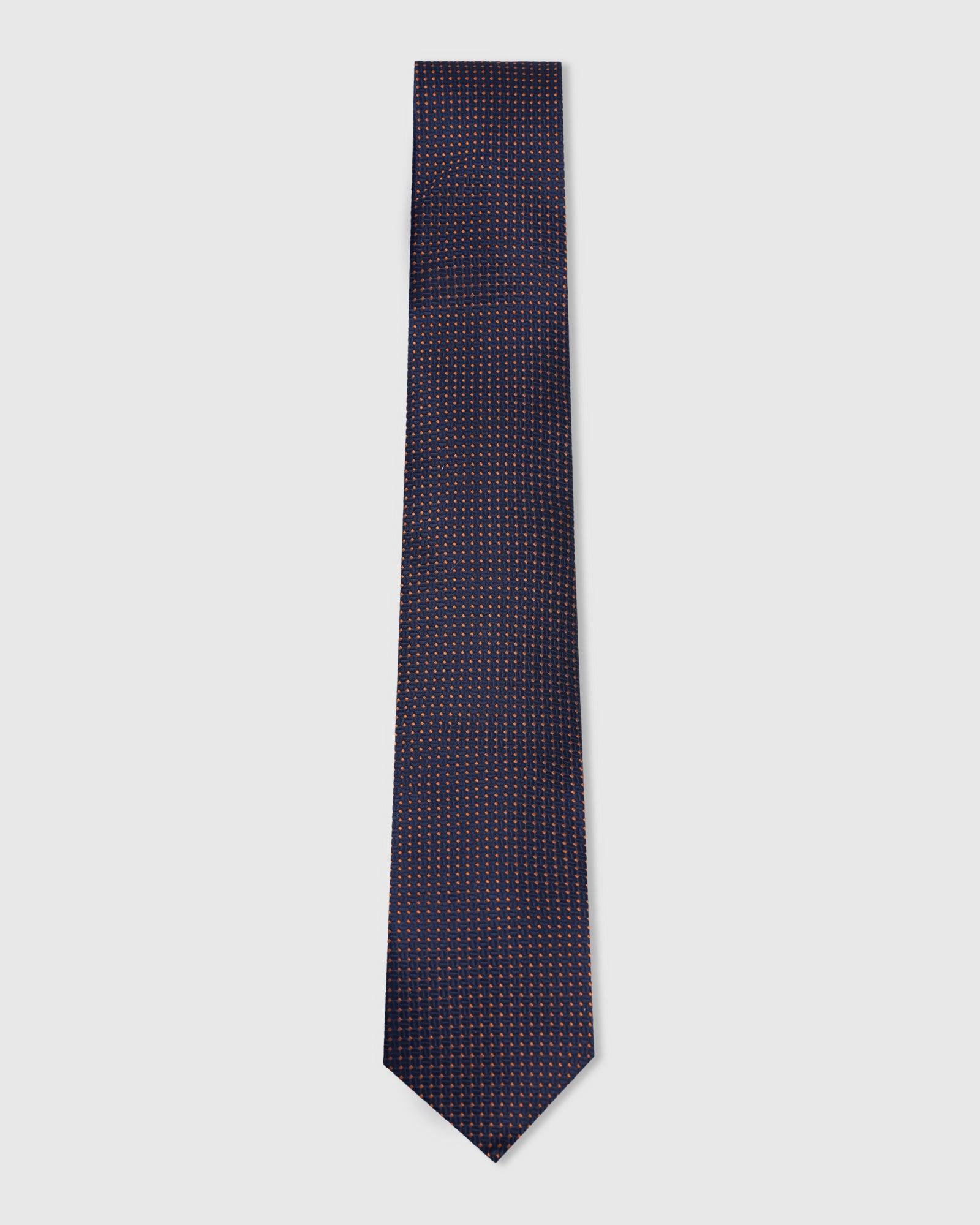 Silk Dark Navy Printed Tie - Viviana